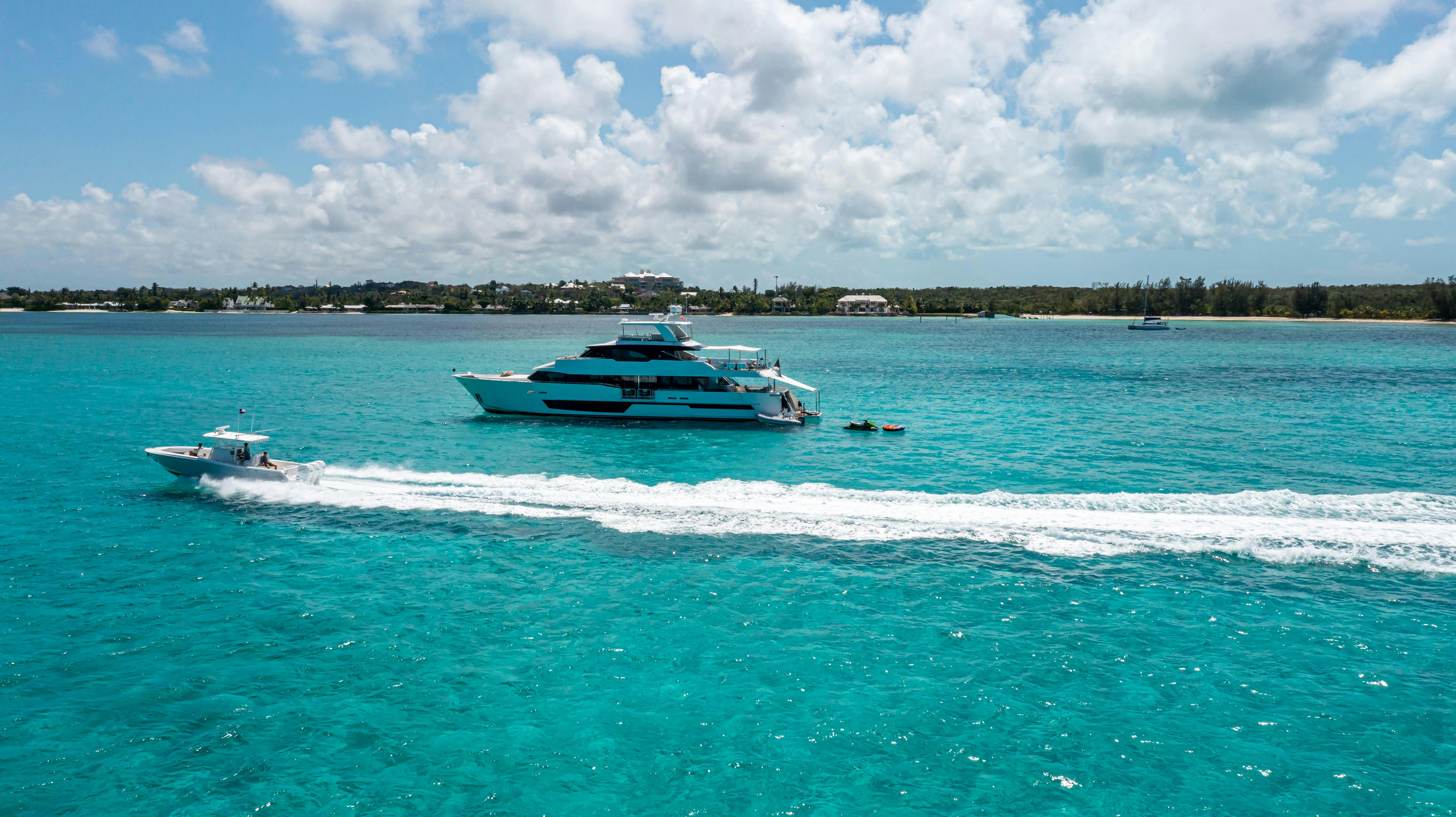 a boat on the water aboard I C Yacht for Charter