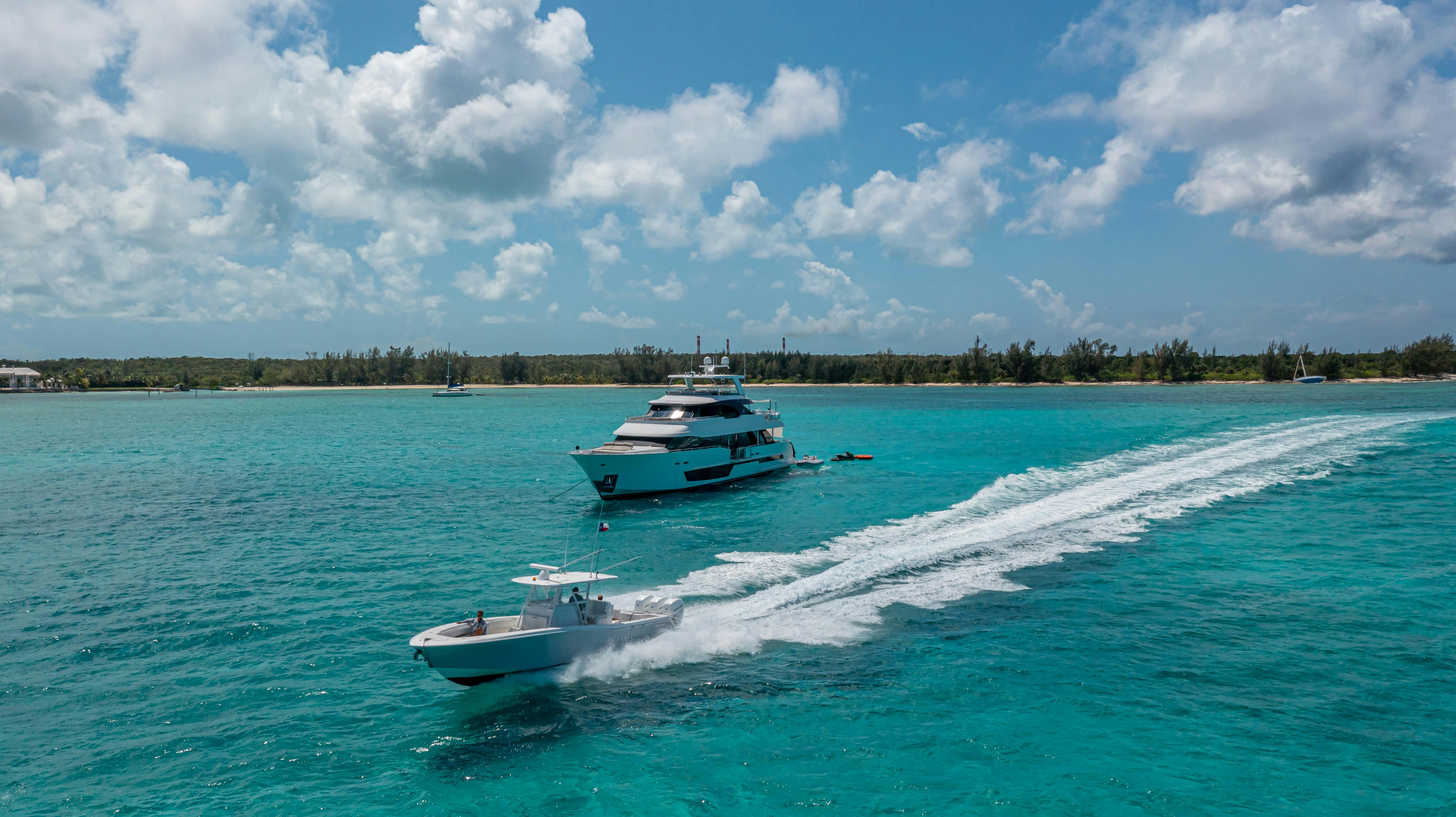 a boat on the water aboard I C Yacht for Charter