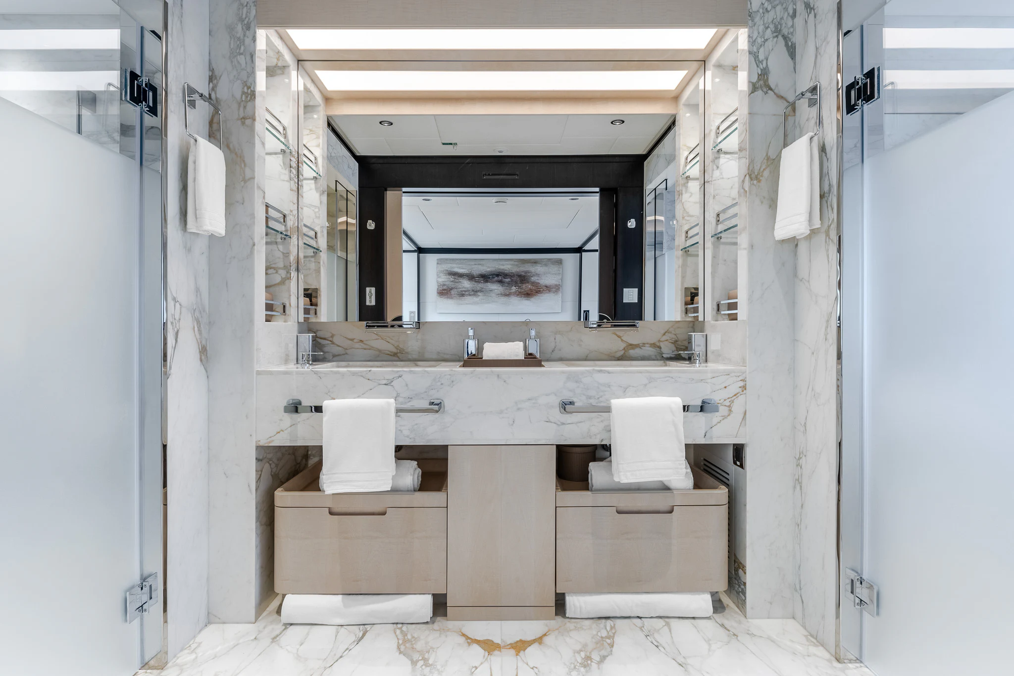 a bathroom with a sink and a toilet aboard OPTIMISM Yacht for Sale