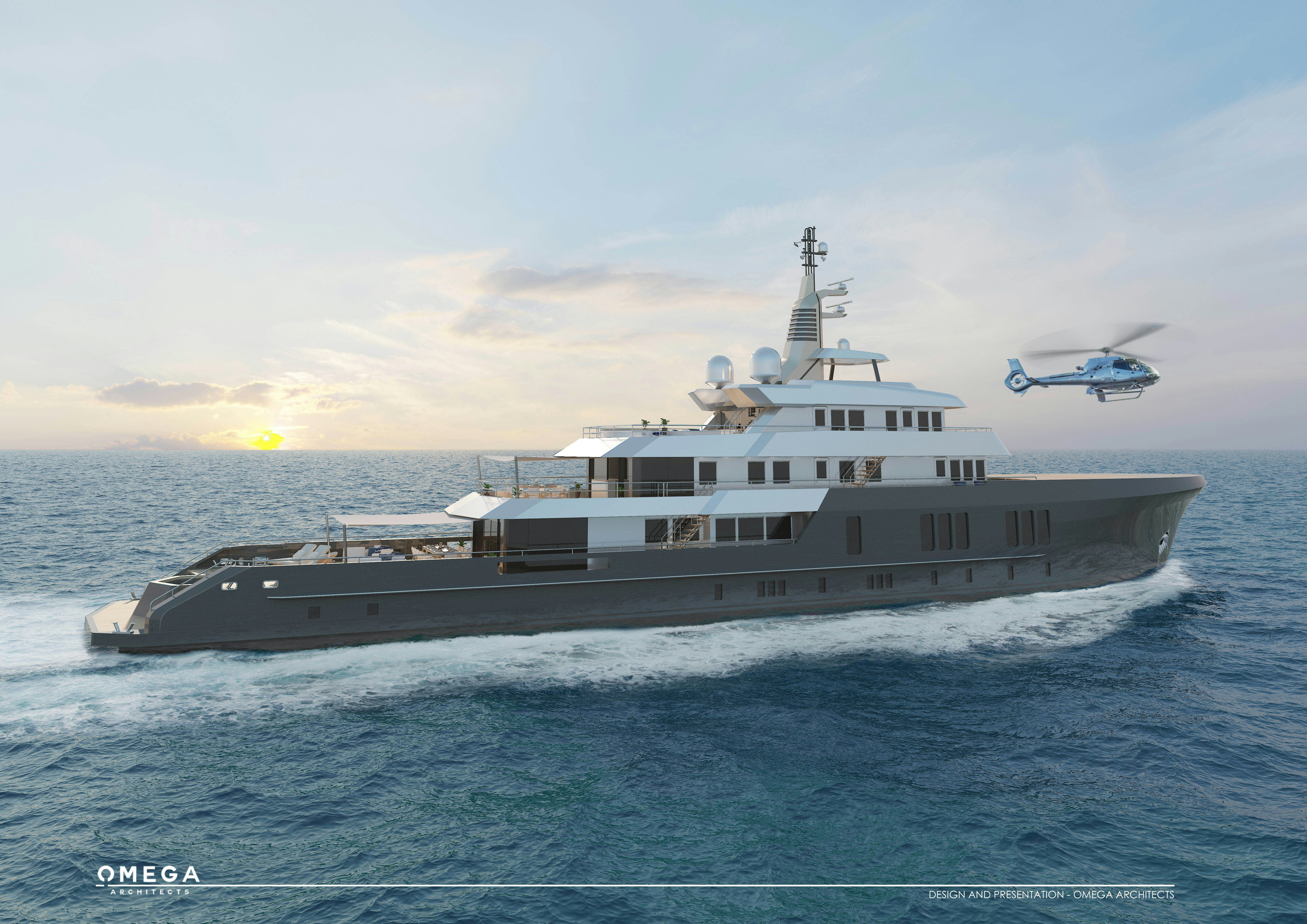 a large ship in the water aboard 54M SUPERYACHT HULL Yacht for Sale