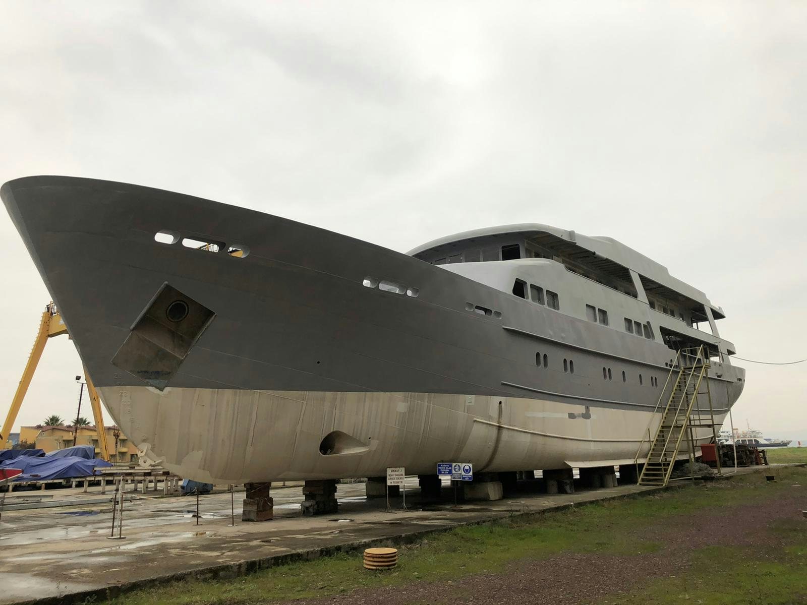 a large space ship aboard 54M SUPERYACHT HULL Yacht for Sale