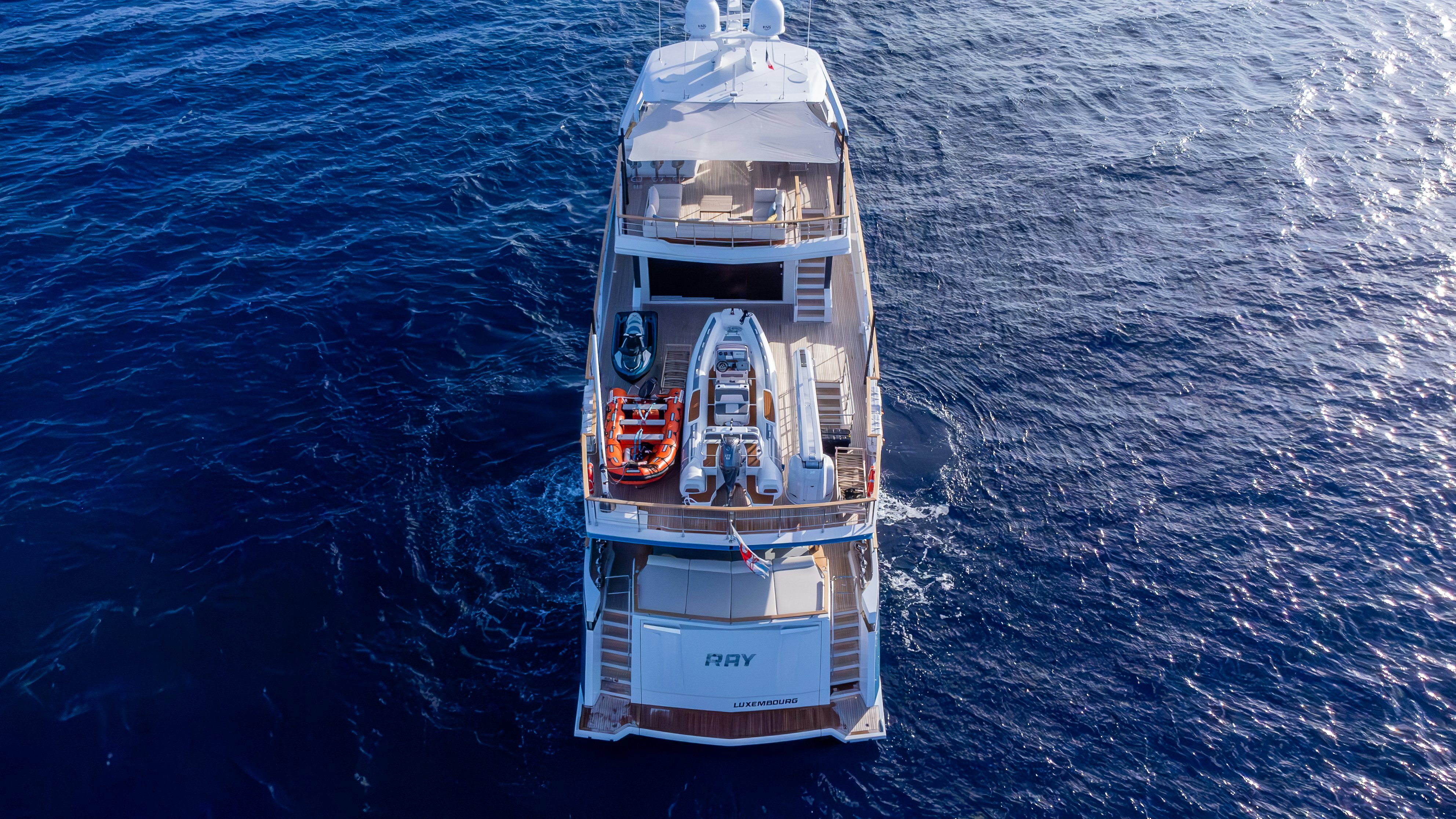 a ship in the water aboard RAY Yacht for Sale