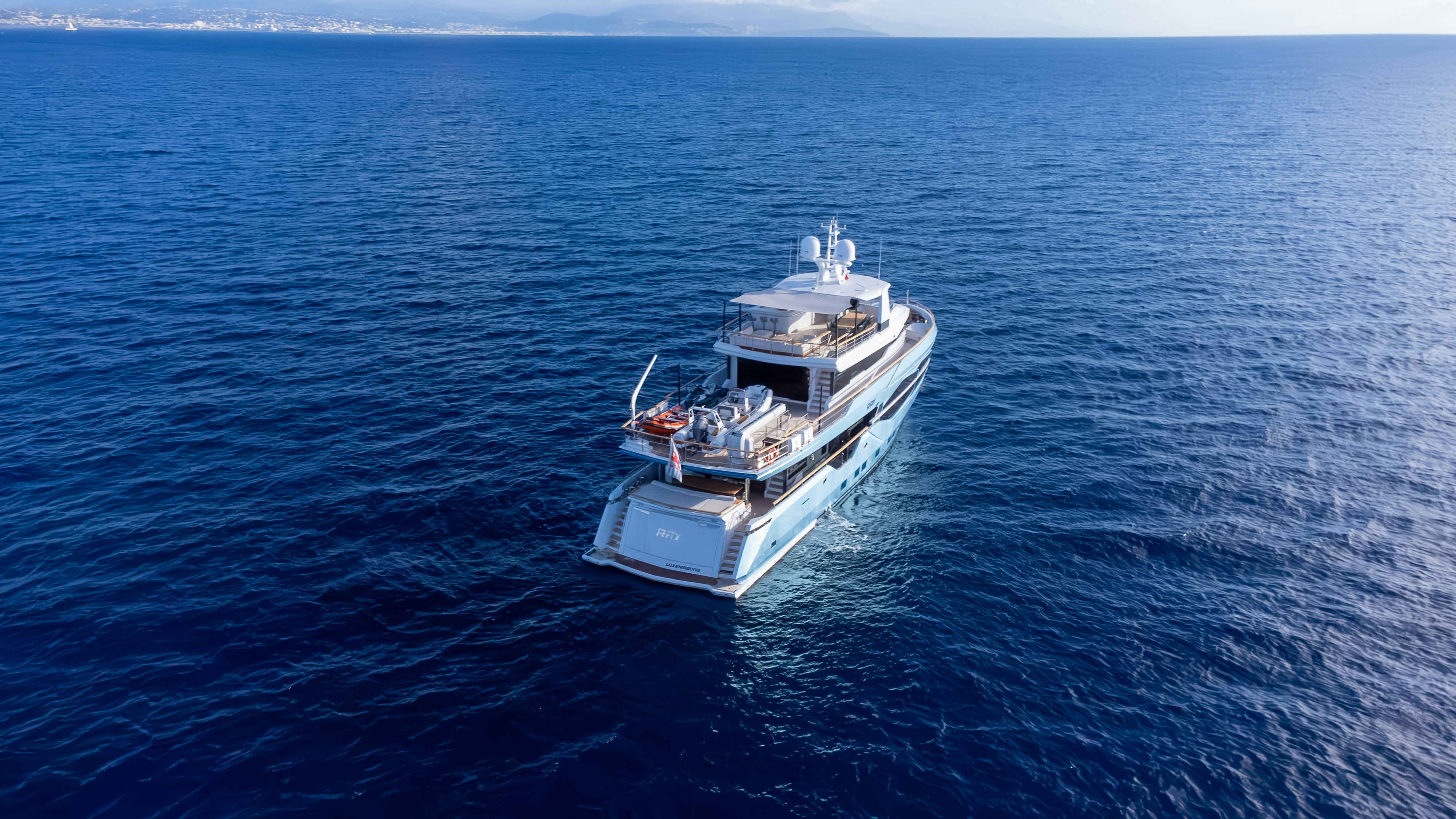 a ship in the water aboard RAY Yacht for Sale