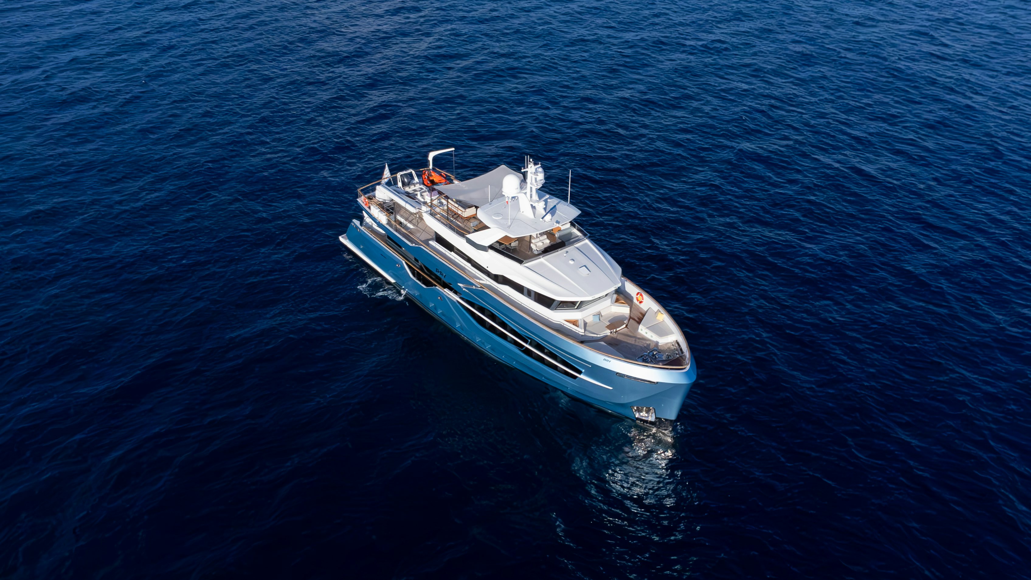 a boat in the water aboard RAY Yacht for Sale