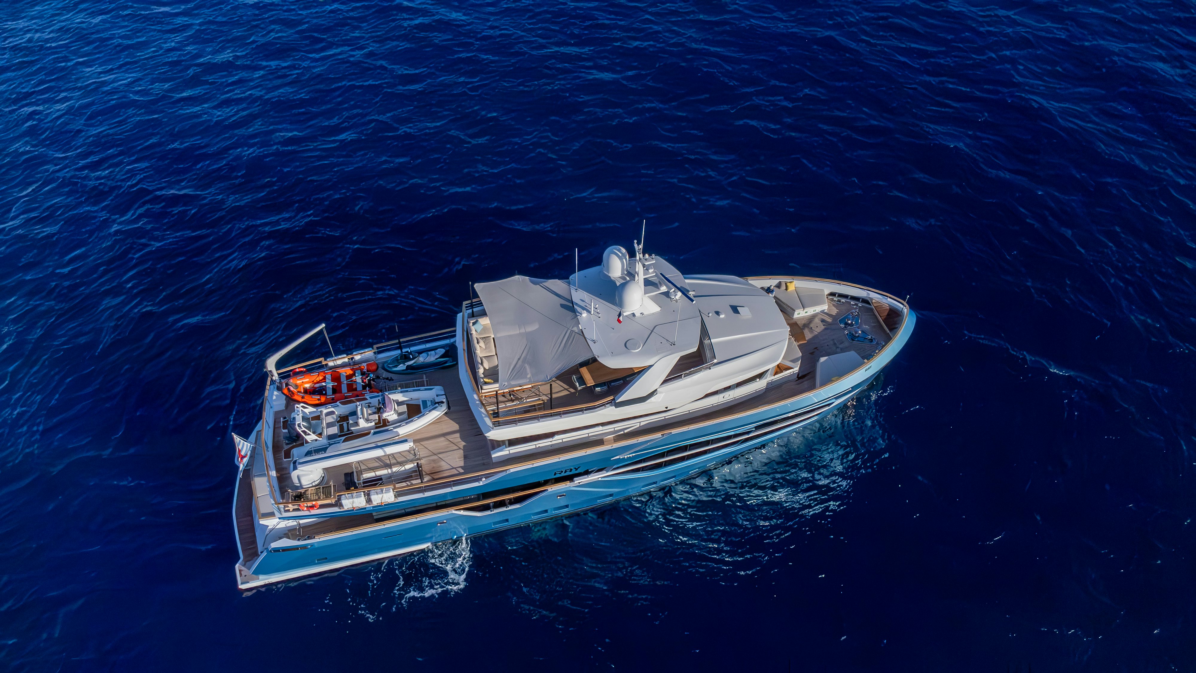 a boat in the water aboard RAY Yacht for Sale
