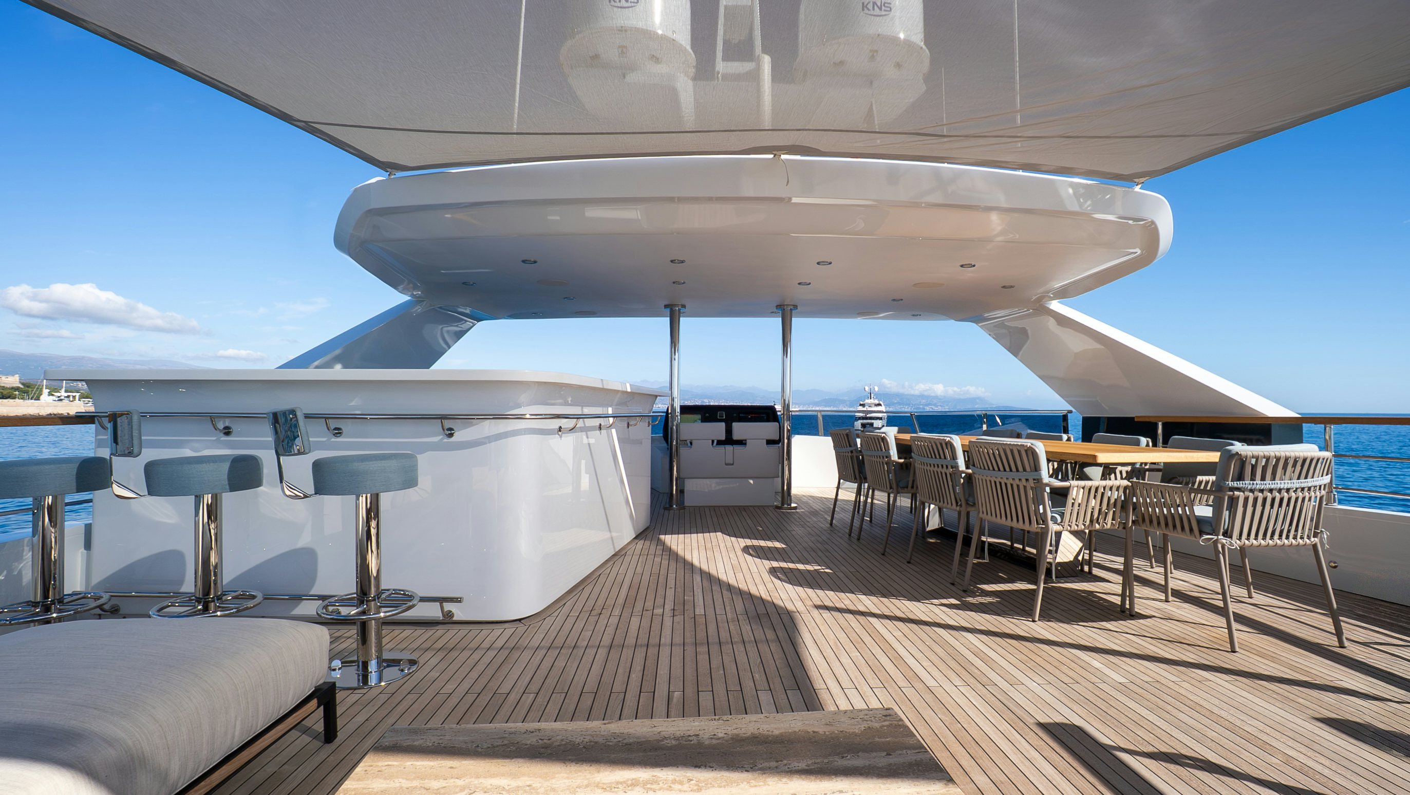 a deck of a boat aboard RAY Yacht for Sale