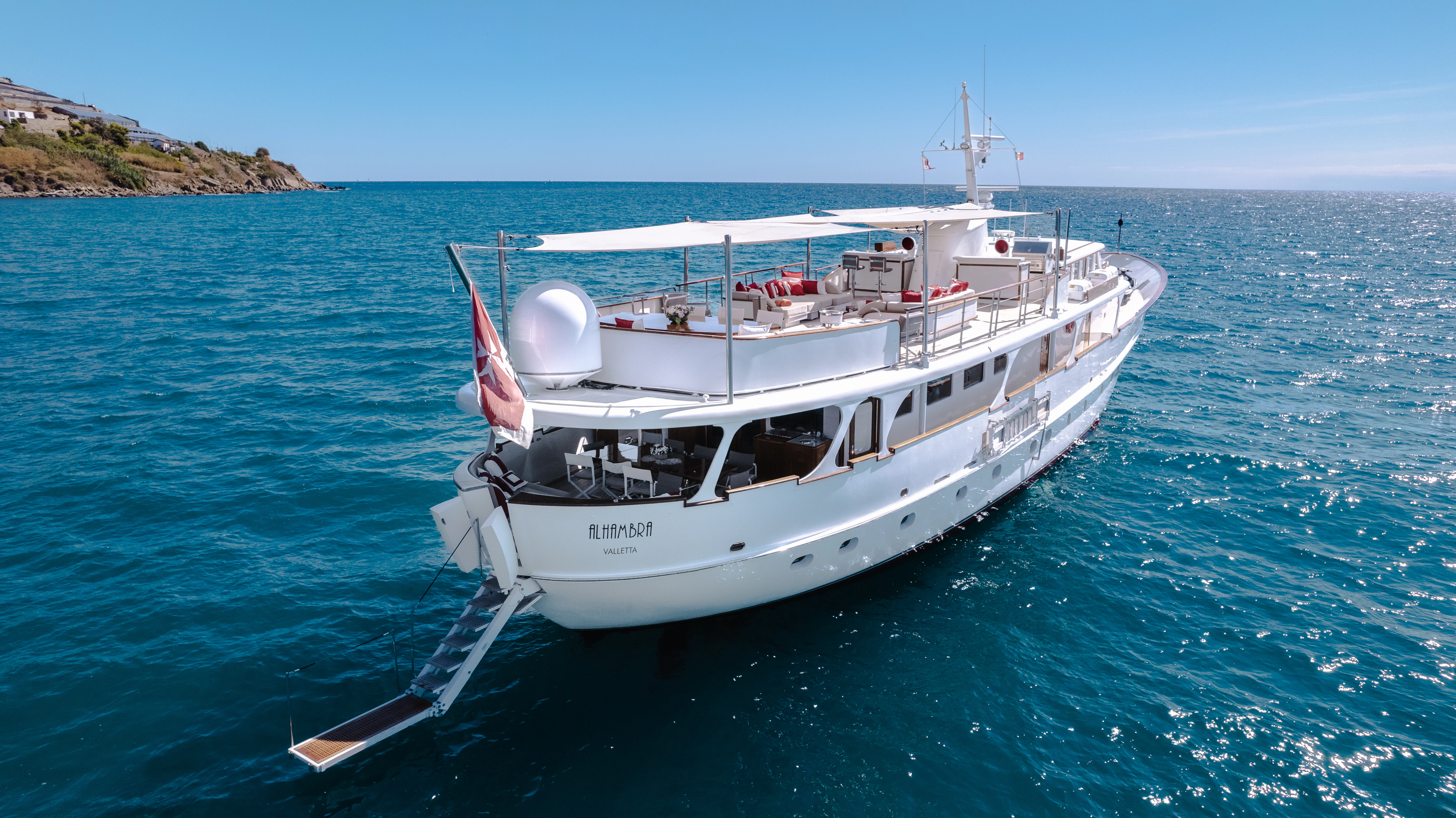 a boat in the water aboard ALHAMBRA Yacht for Sale