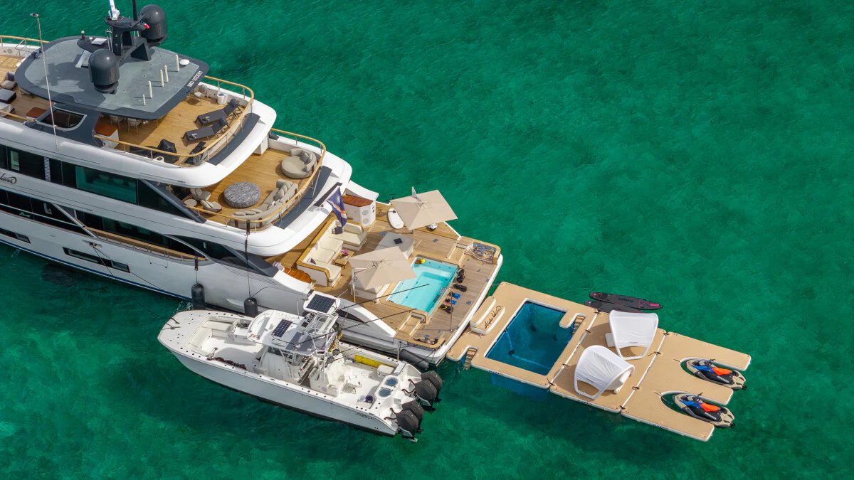 a model of a ship aboard ALPHA WAVES Yacht for Charter