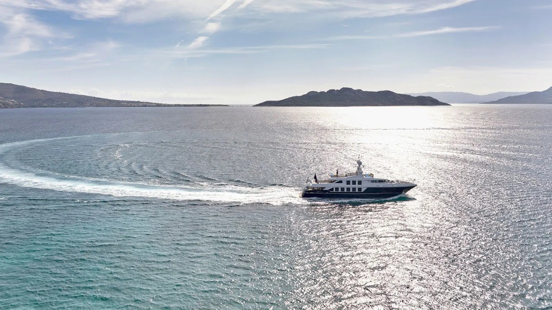 a boat in the water aboard TIMBUKTU Yacht for Charter
