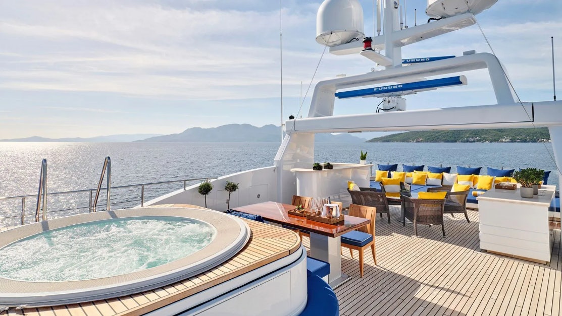 a ship in the water aboard TIMBUKTU Yacht for Charter