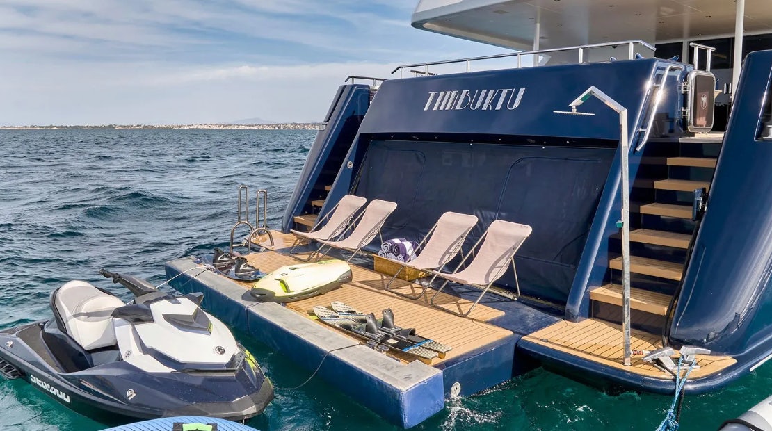 a boat on the water aboard TIMBUKTU Yacht for Charter
