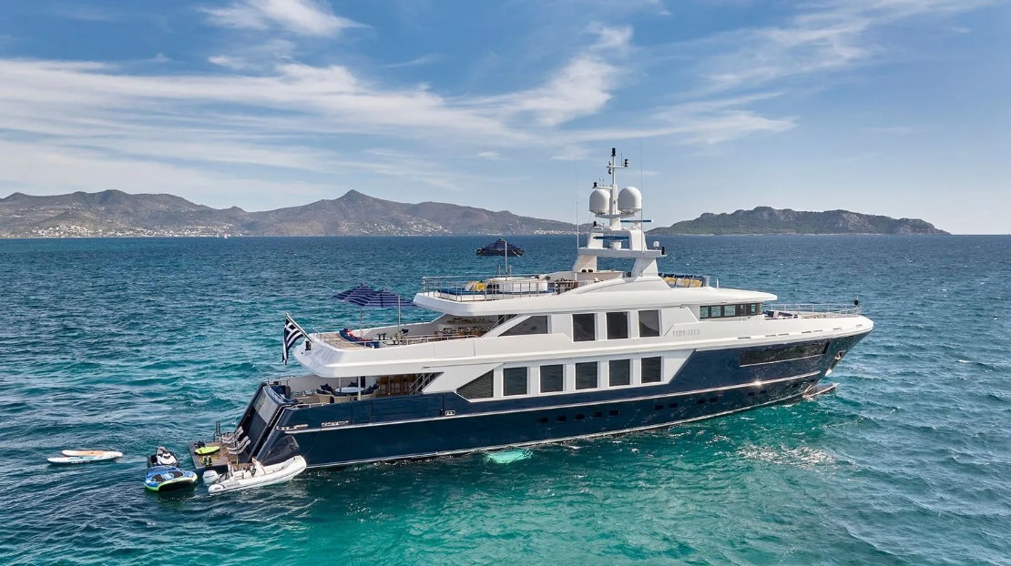 a boat in the water aboard TIMBUKTU Yacht for Charter