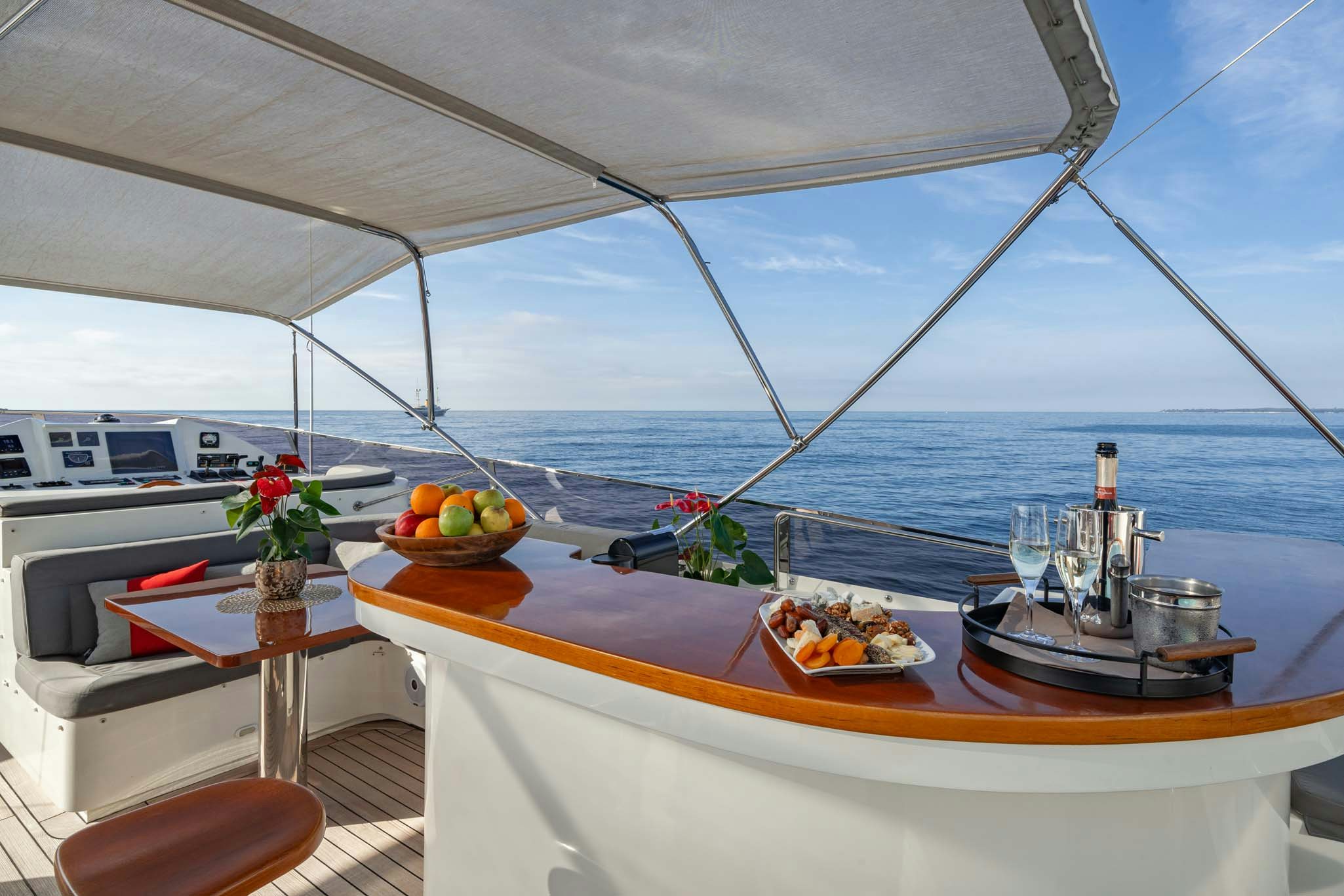 a view of the ocean from the inside of a boat aboard VIKING III Yacht for Charter
