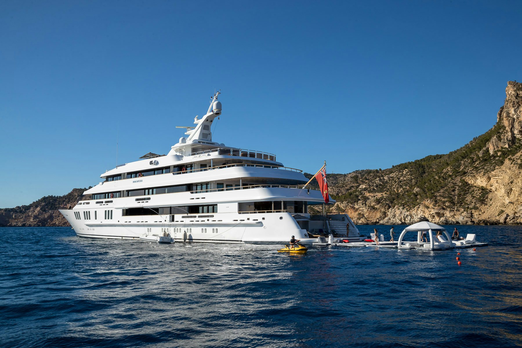 a boat in the water aboard BOADICEA Yacht for Charter