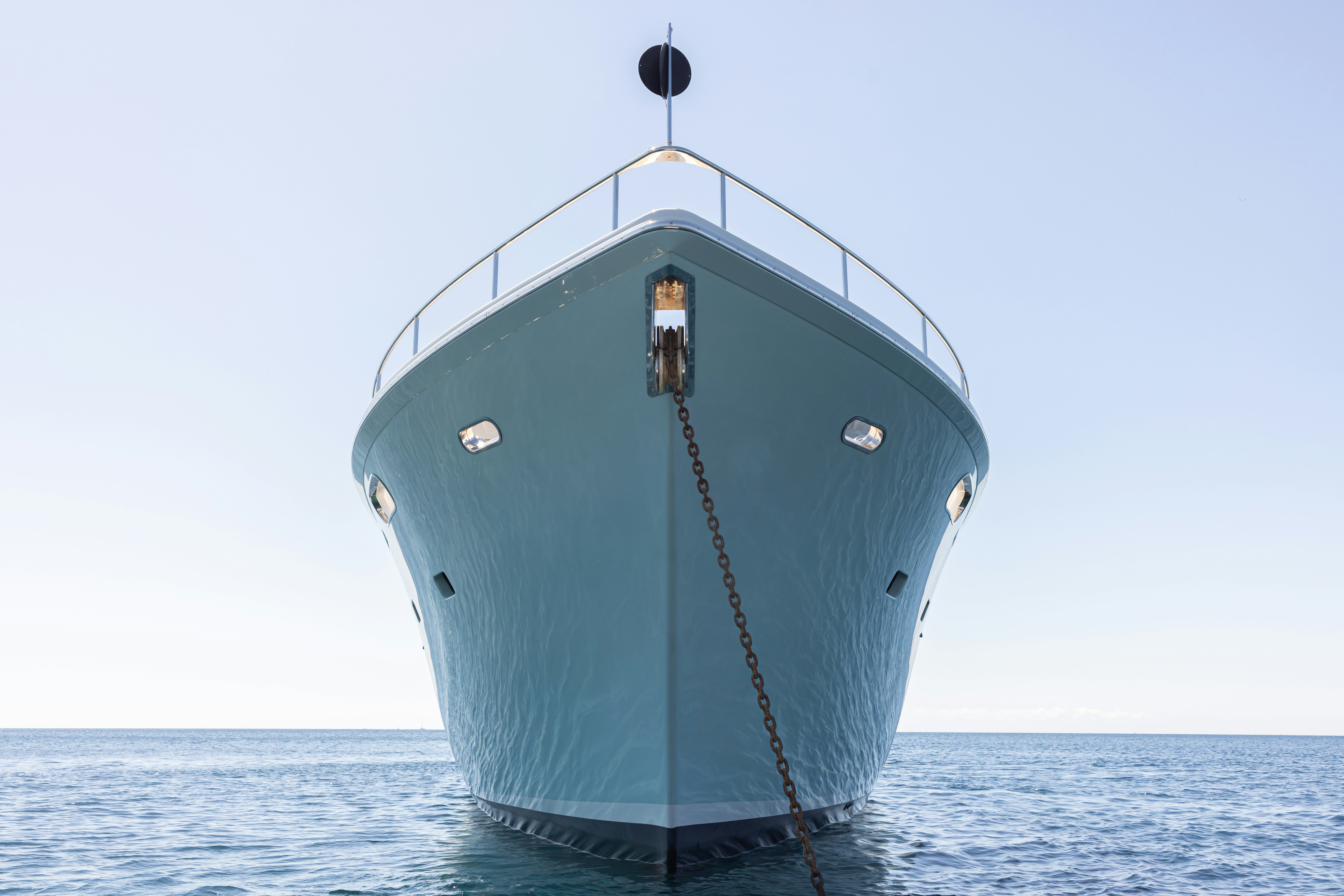 a large submarine in the water aboard TASMAN Yacht for Sale