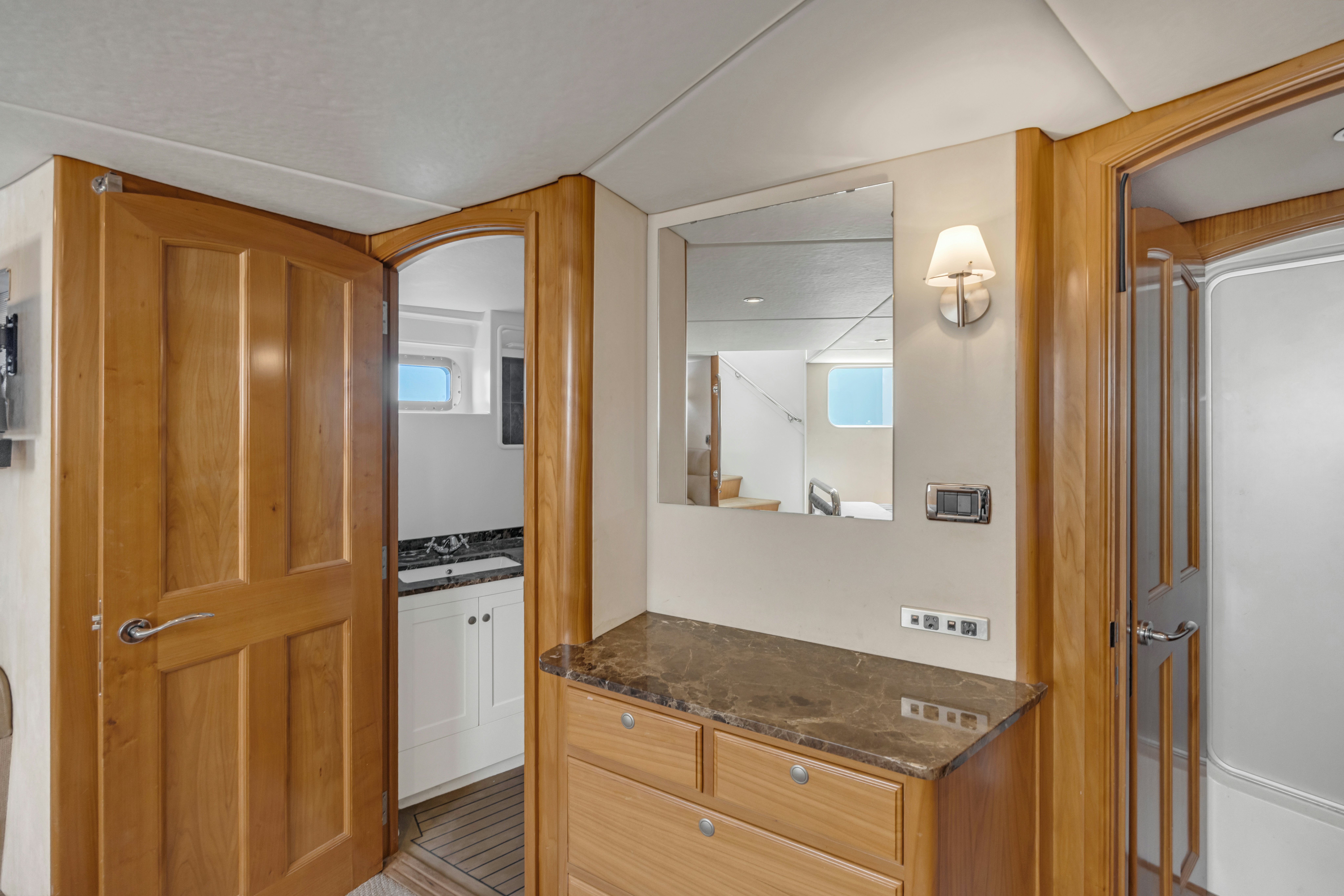 a kitchen with a marble counter top aboard TASMAN Yacht for Sale