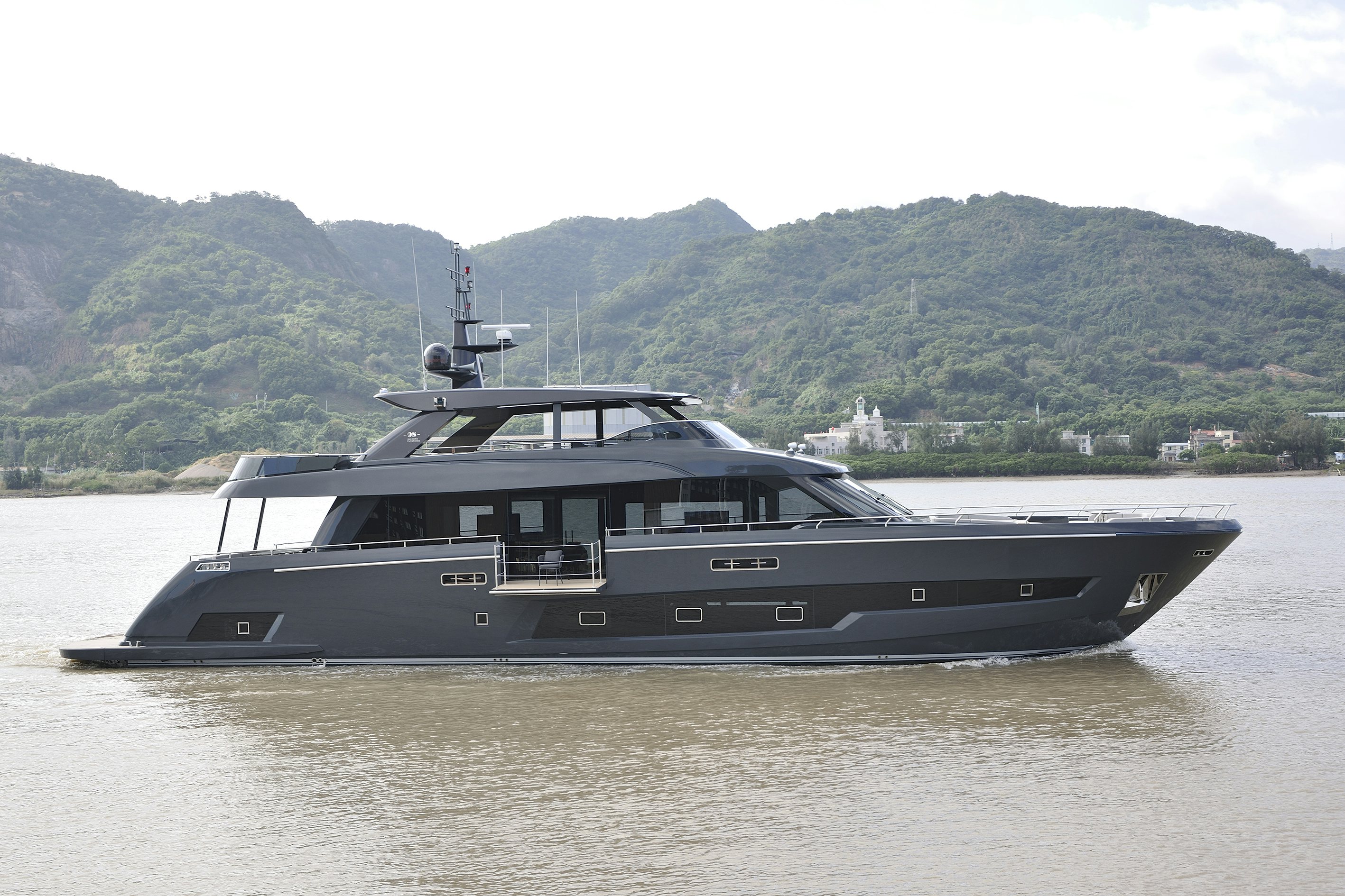 a boat on the water aboard ALLEGRO FLYBRIDGE 98 Yacht for Sale