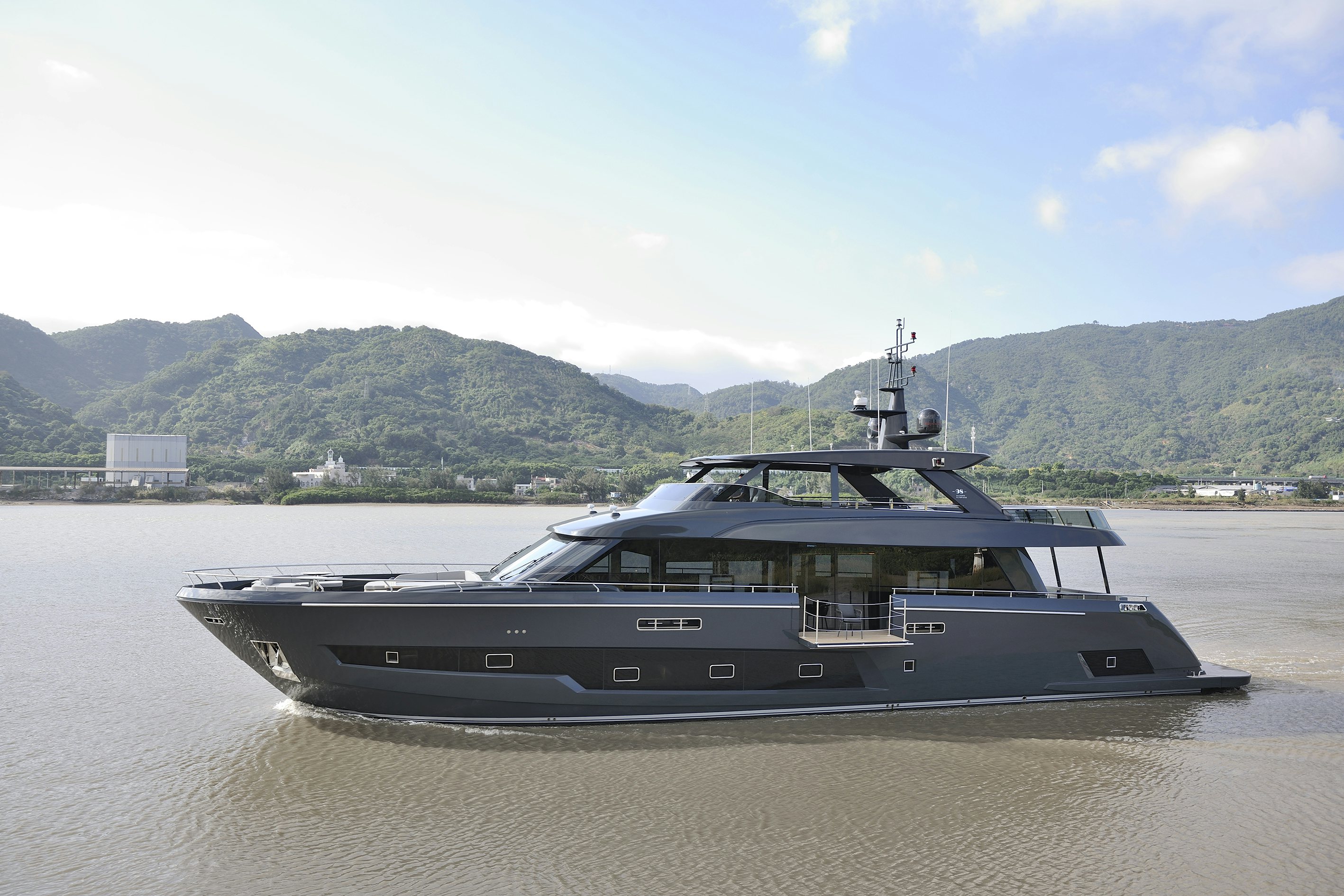 a boat on the water aboard ALLEGRO FLYBRIDGE 98 Yacht for Sale