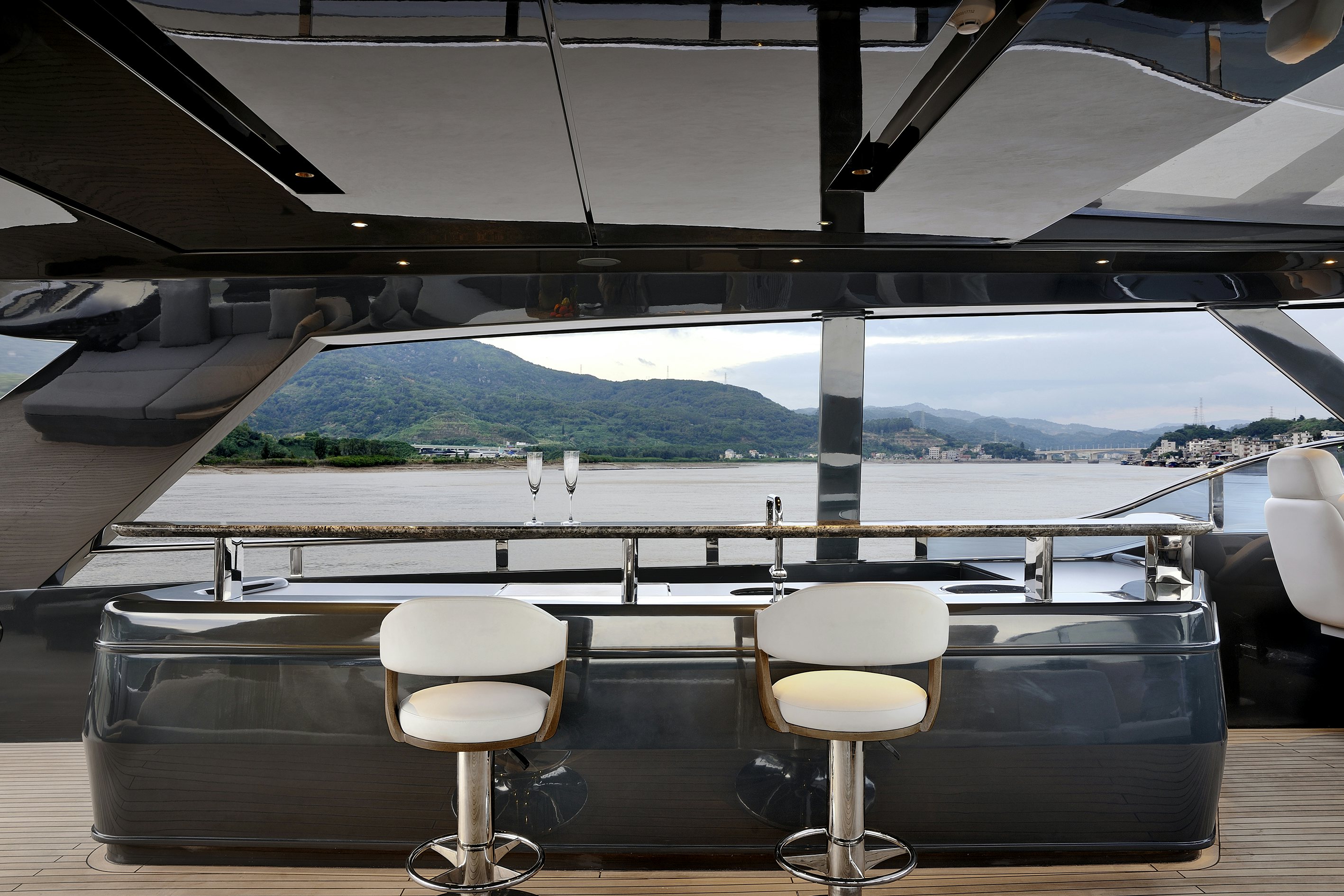 a boat on the water aboard ALLEGRO FLYBRIDGE 98 Yacht for Sale