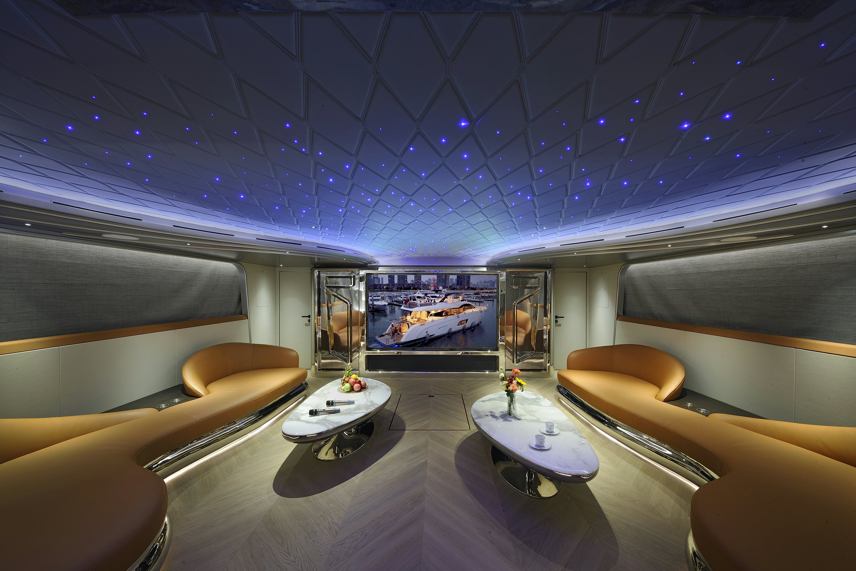 inside of a train aboard ALLEGRO FLYBRIDGE 98 Yacht for Sale