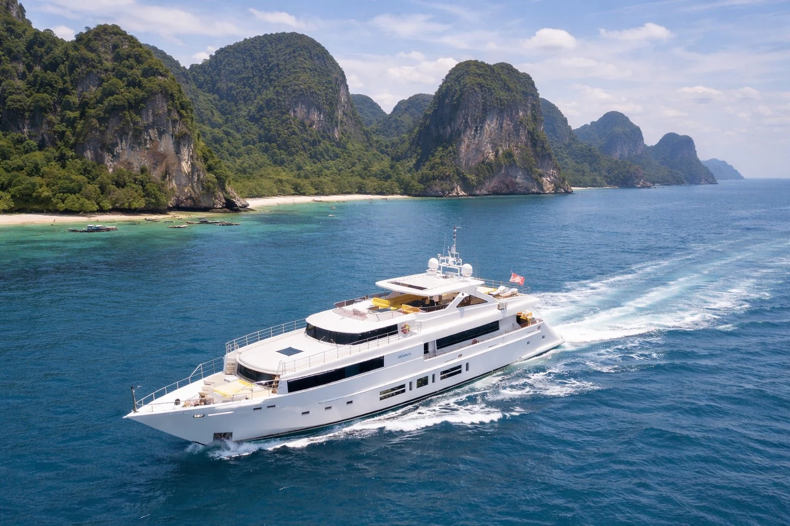 a boat on the water aboard INDIANA Yacht for Charter