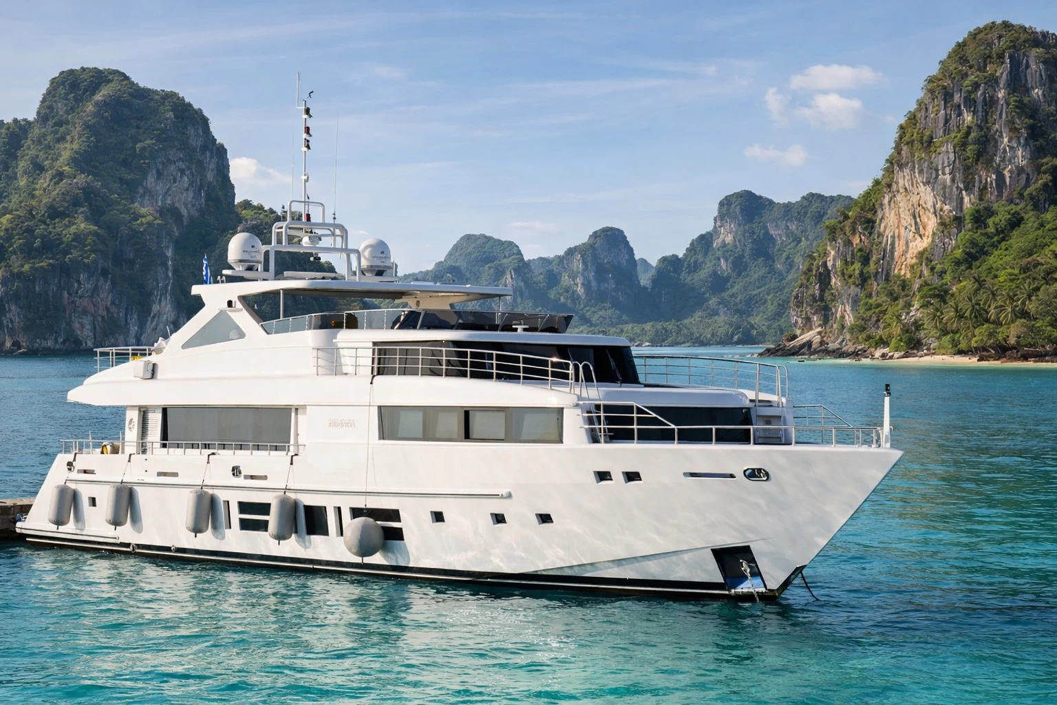 a boat in the water aboard INDIANA Yacht for Charter