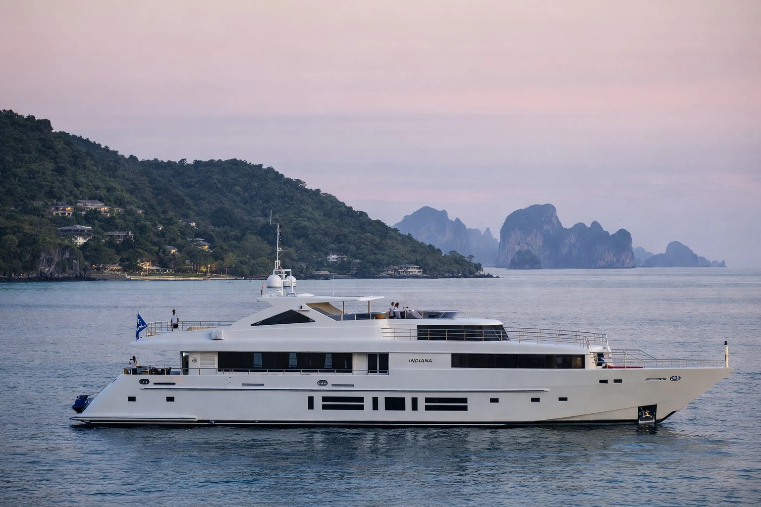 a boat in the water aboard INDIANA Yacht for Charter