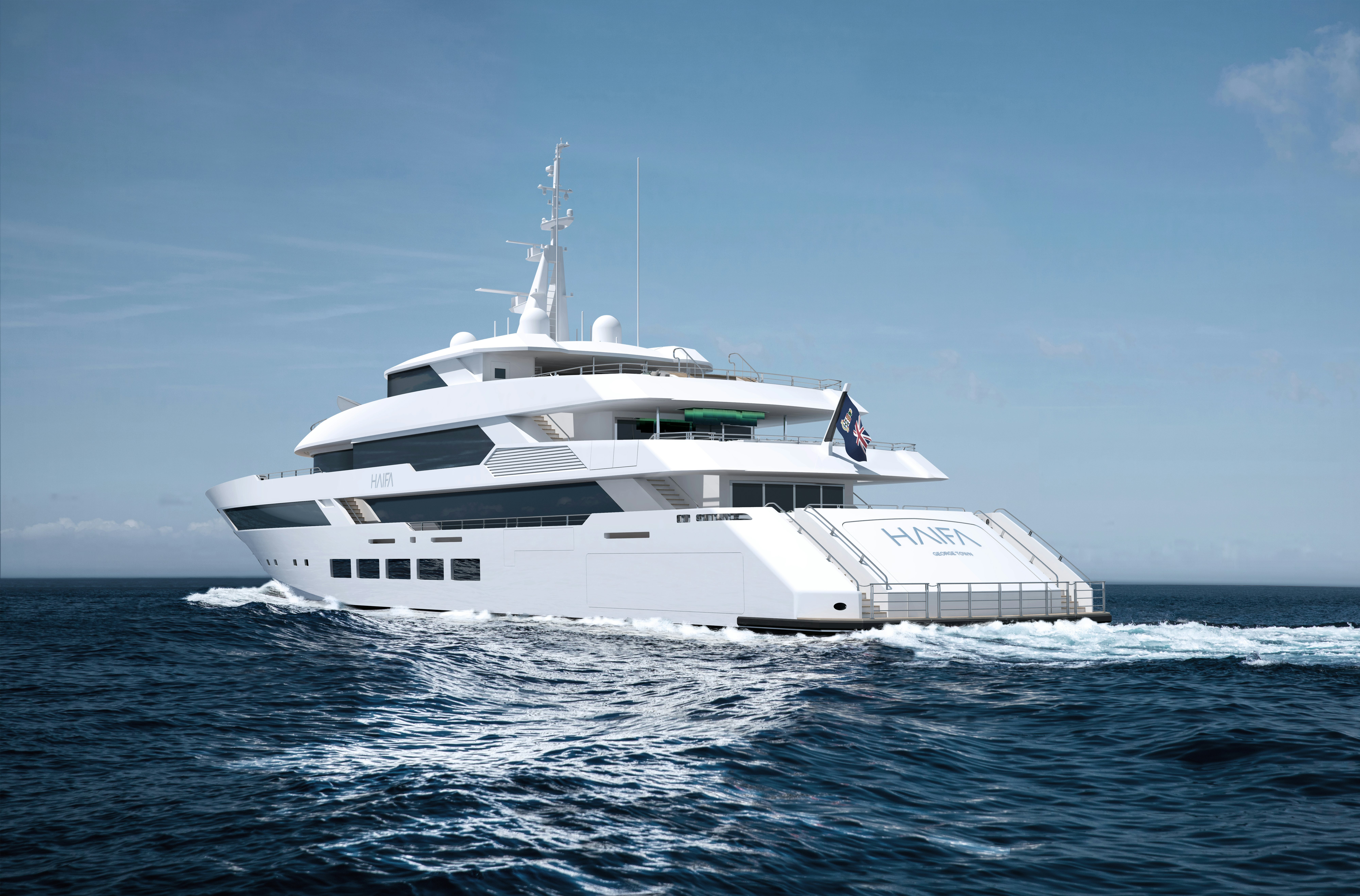 a white yacht in the water aboard AEGEAN 66M Yacht for Sale