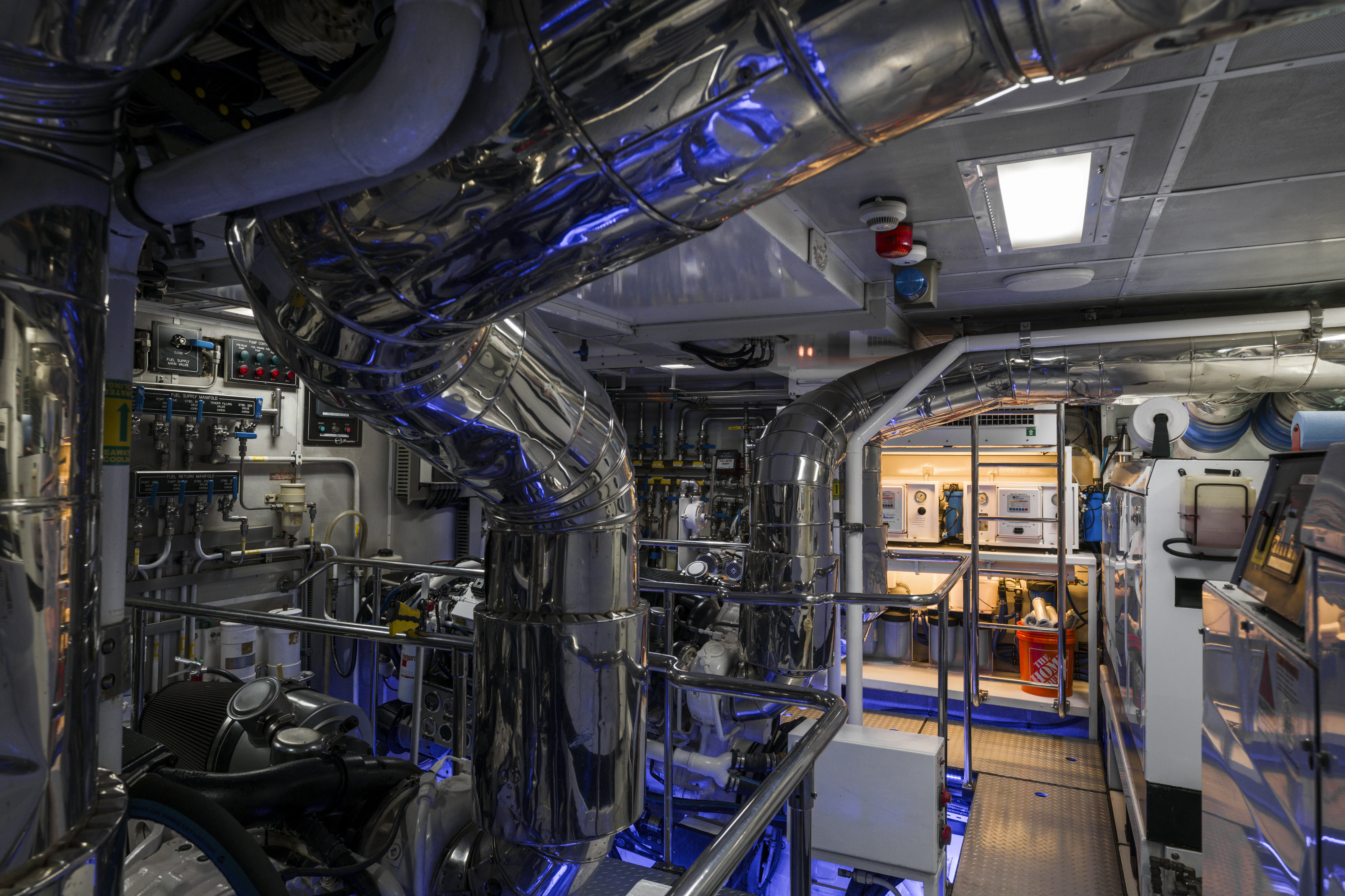 a room with machinery and lights aboard DUCHESS Yacht for Sale
