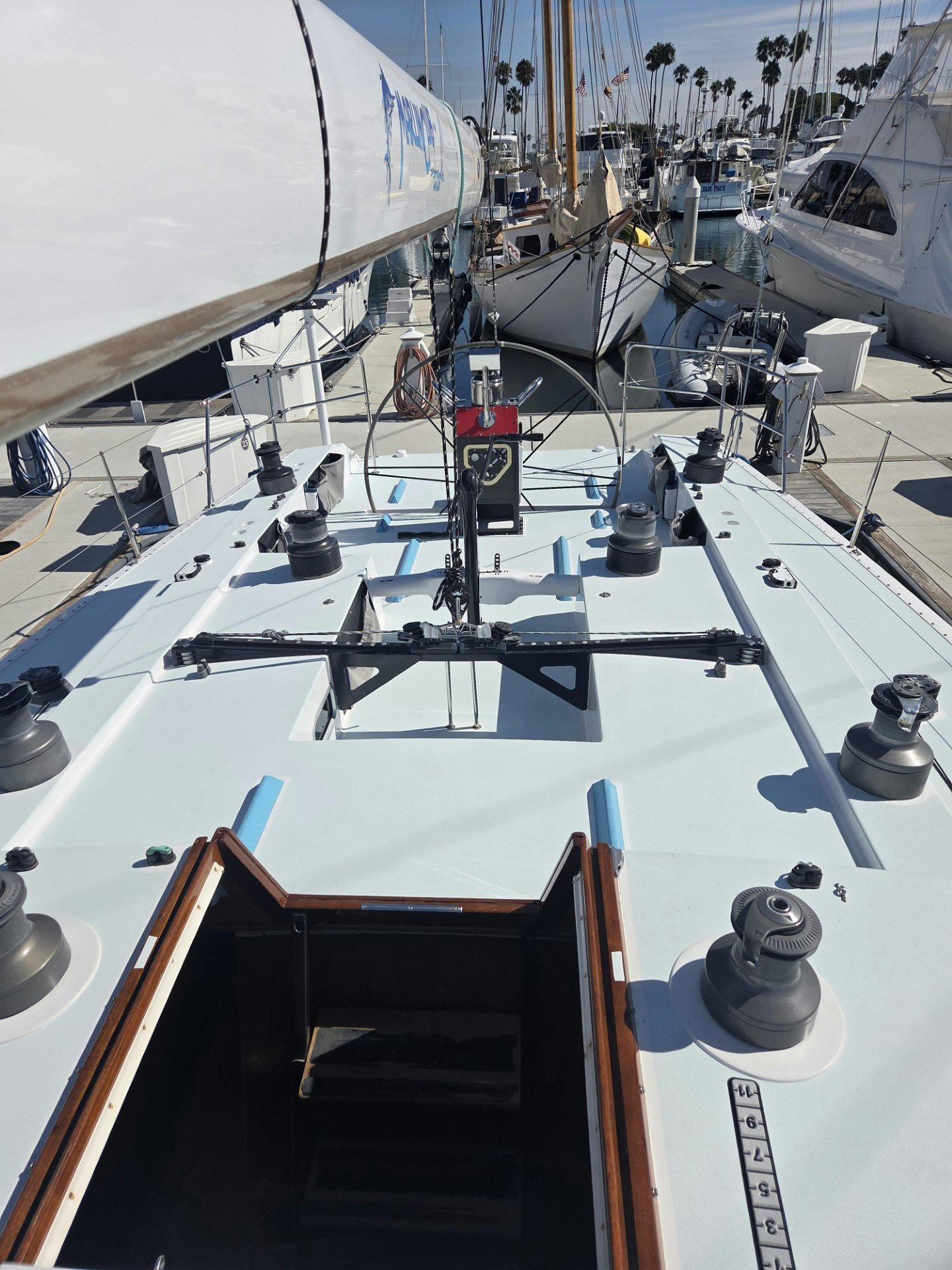 a boat with a black case aboard GRAND ILLUSION Yacht for Sale