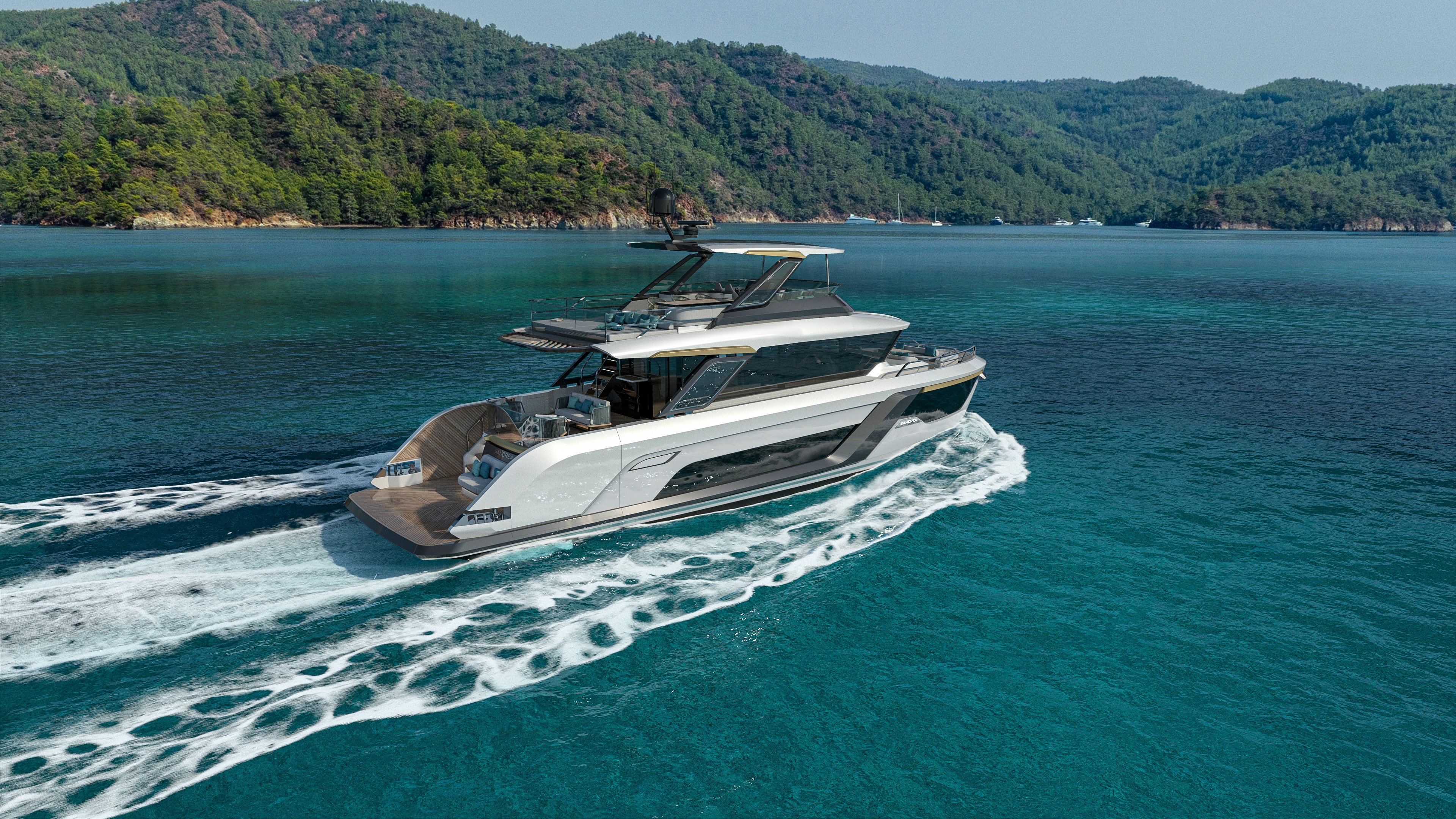 a boat on the water aboard SANCREA 70 Yacht for Sale