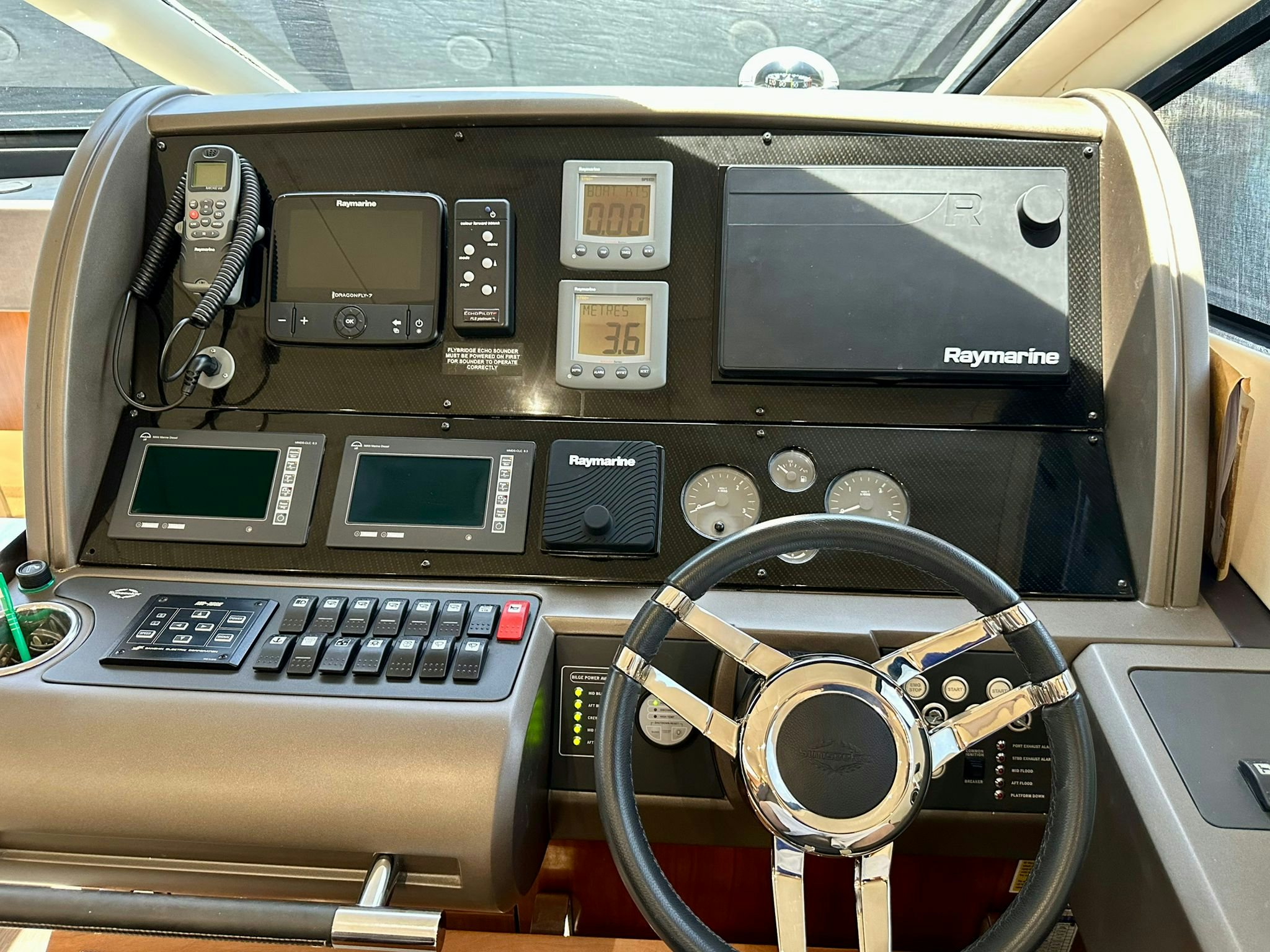 a car stereo with a key board aboard QUICKSILVER I Yacht for Sale