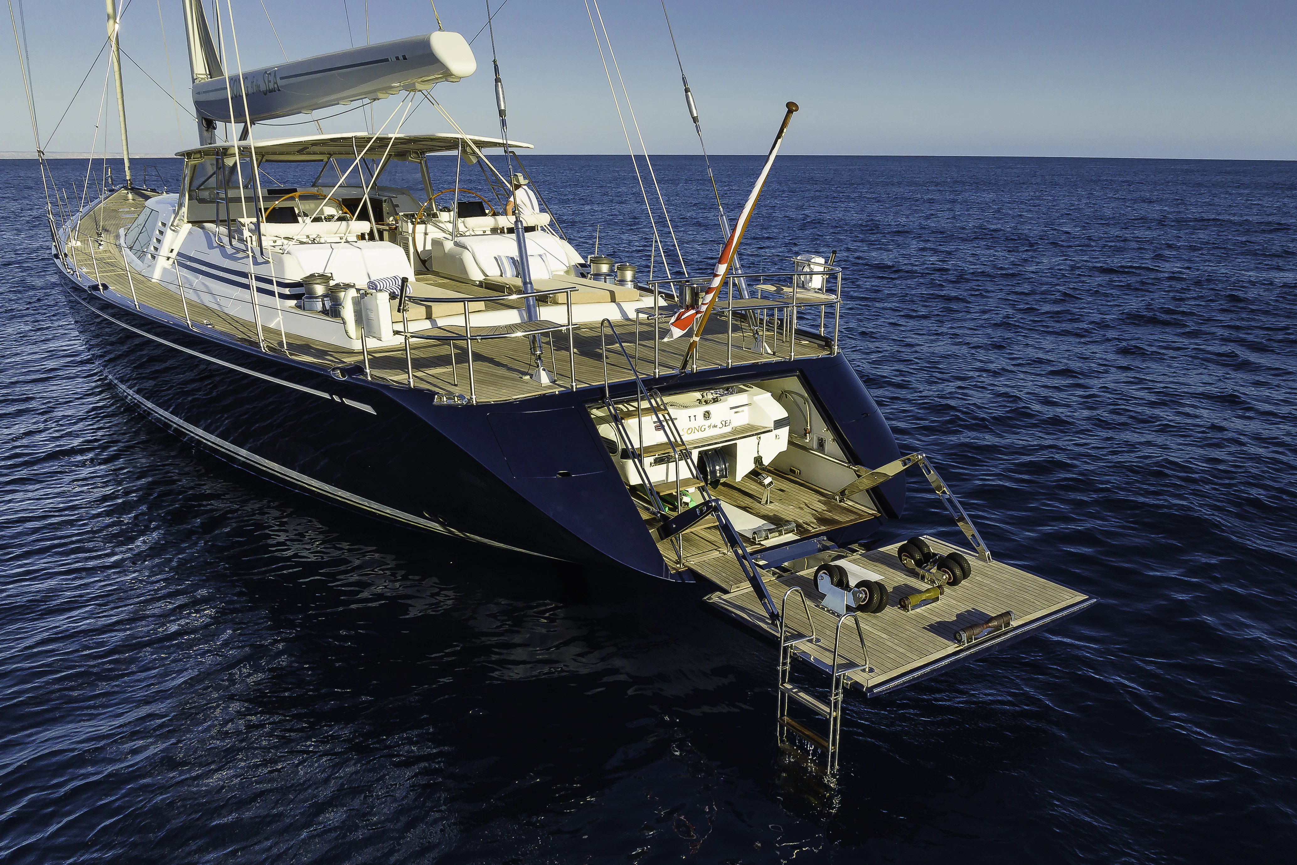 a large ship in the water aboard SONG OF THE SEA Yacht for Sale