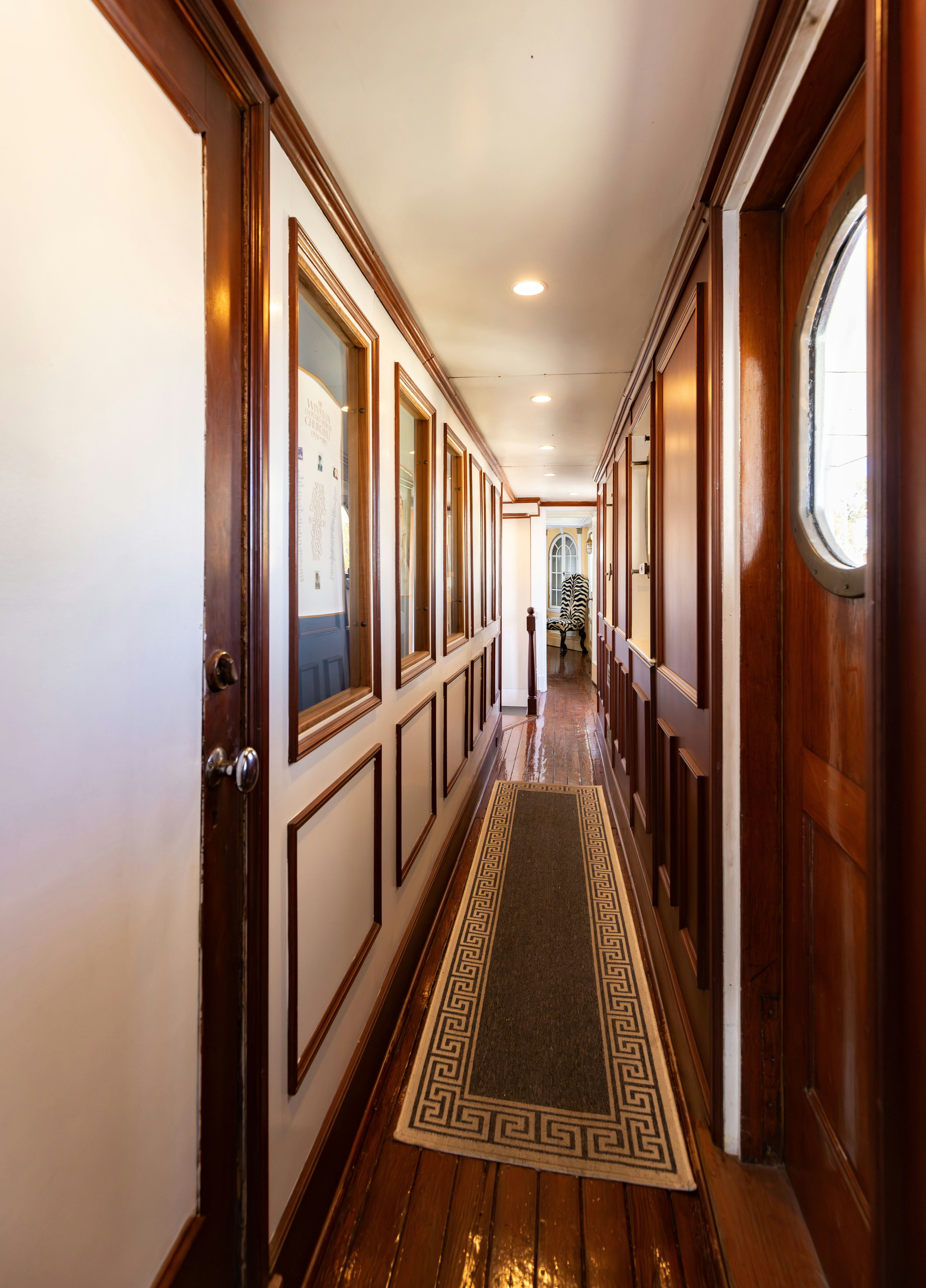 a hallway with a door aboard NORTHWIND Yacht for Sale