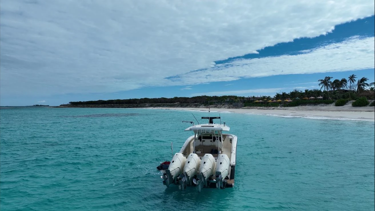 a boat in the water aboard SCOUT 400LXF Yacht for Sale
