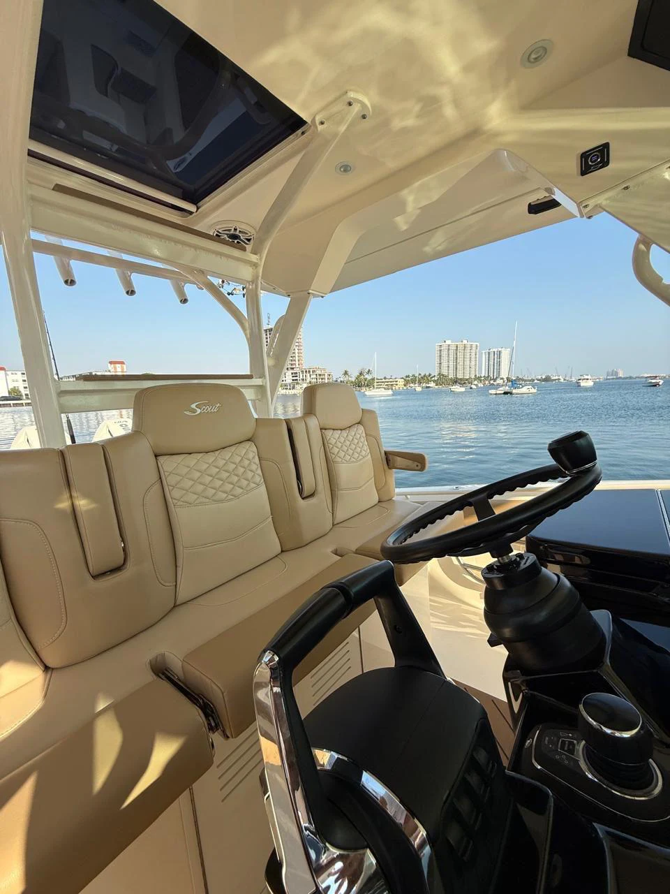 the inside of a boat aboard SCOUT 400LXF Yacht for Sale