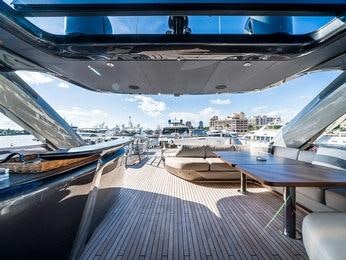 a view of a city from a balcony aboard RECORD YEAR Yacht for Charter