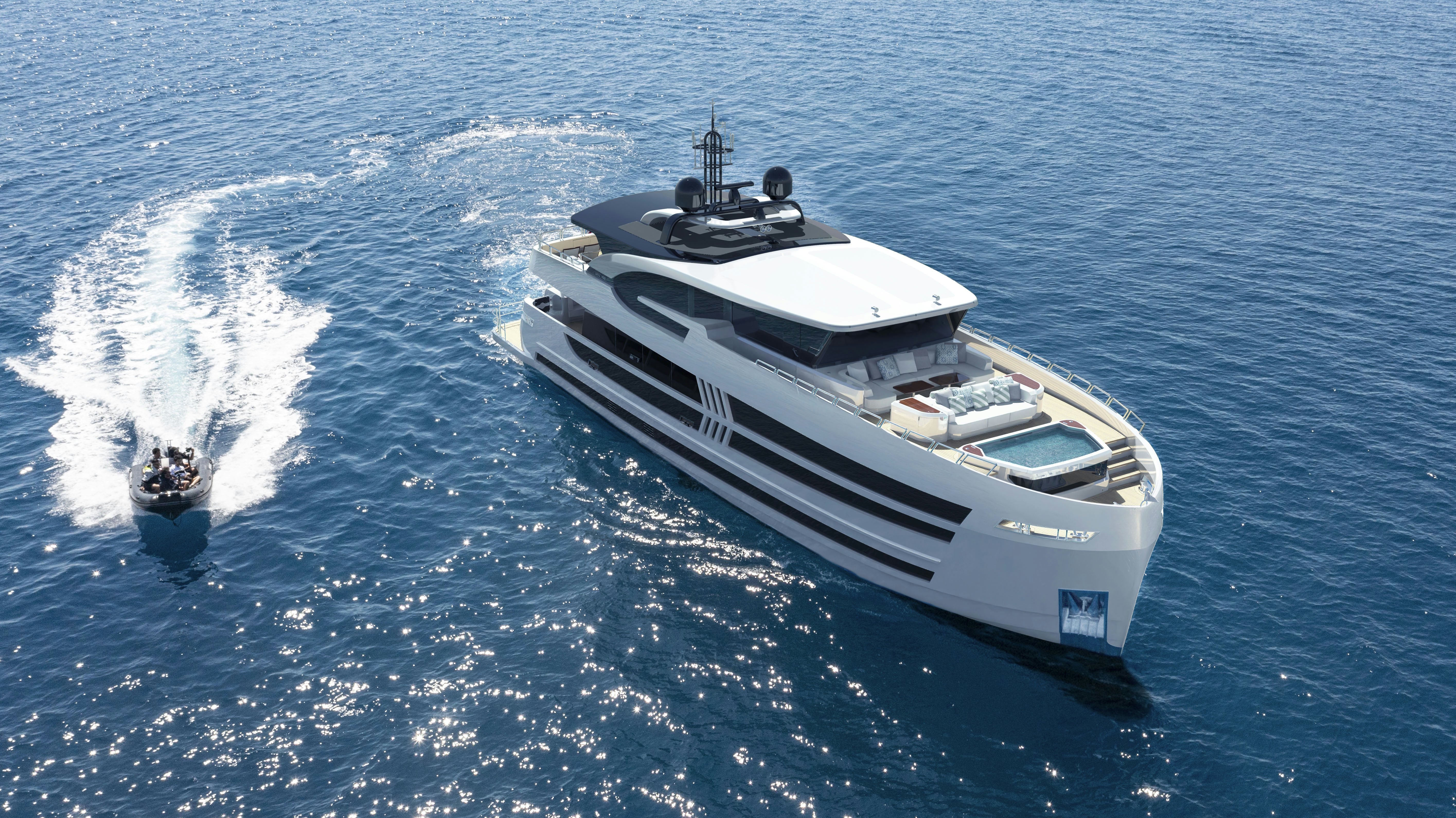 a boat on the water aboard LAZZARA UHV 100 Yacht for Sale