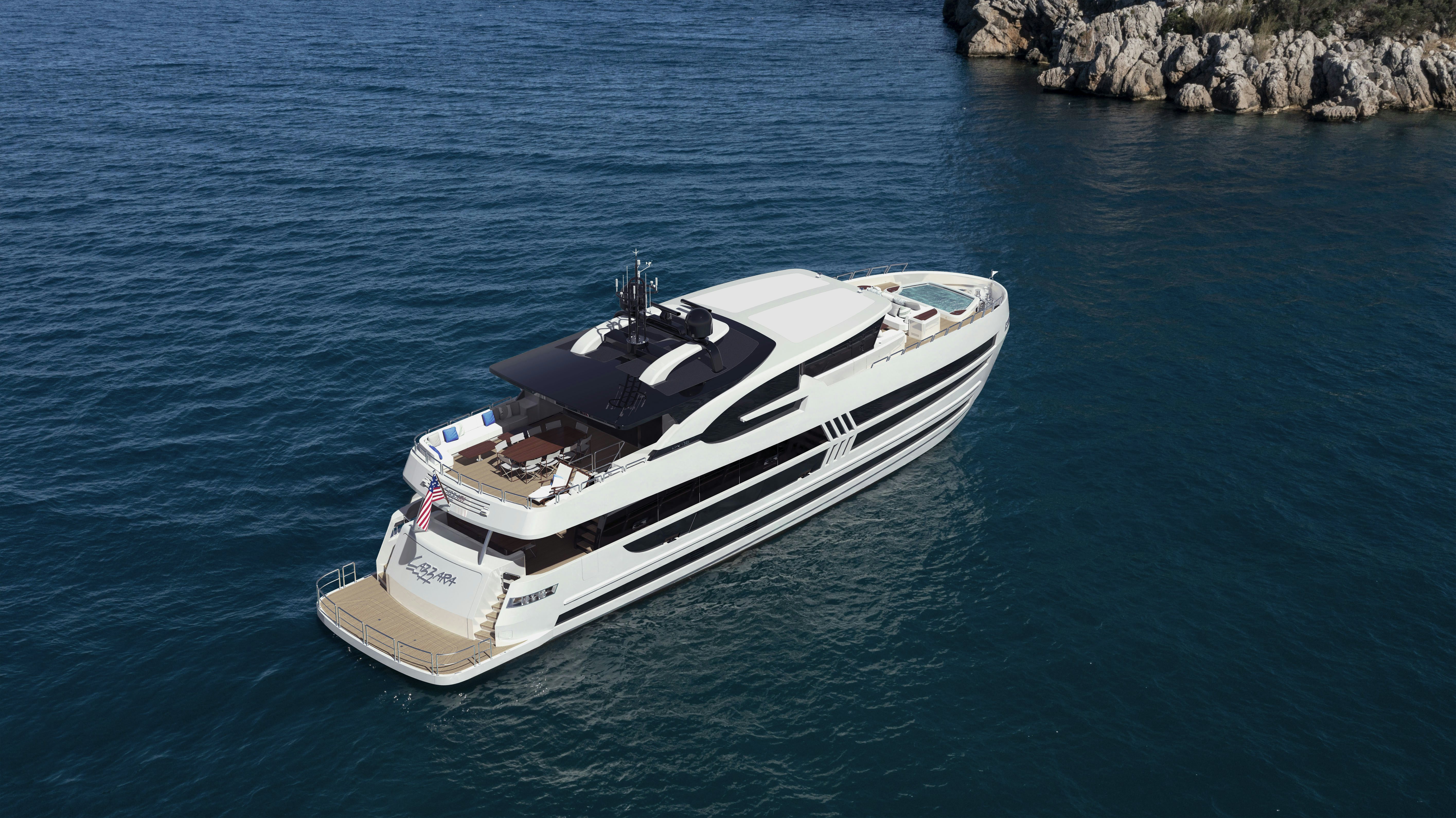 a boat in the water aboard LAZZARA UHV 100 Yacht for Sale