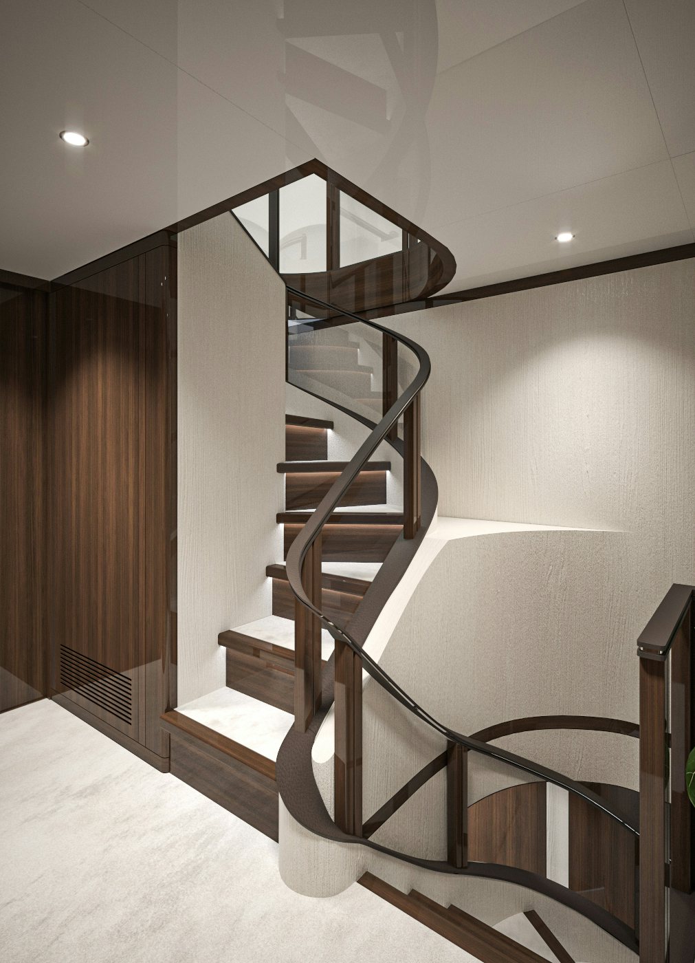 a staircase in a building aboard LAZZARA UHV 100 Yacht for Sale
