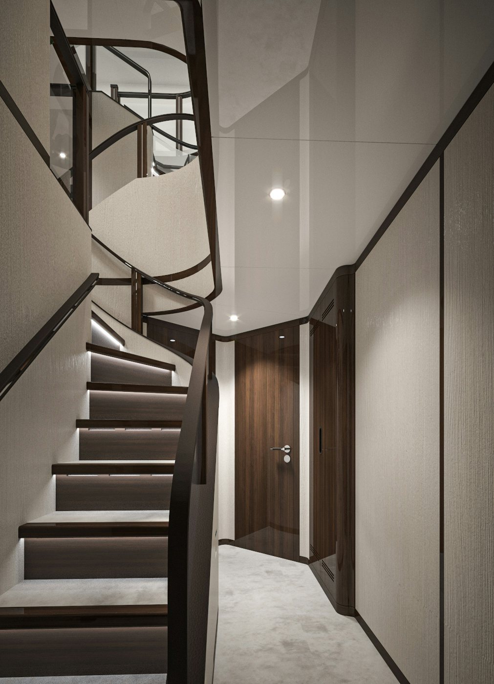 a staircase in a building aboard LAZZARA UHV 100 Yacht for Sale