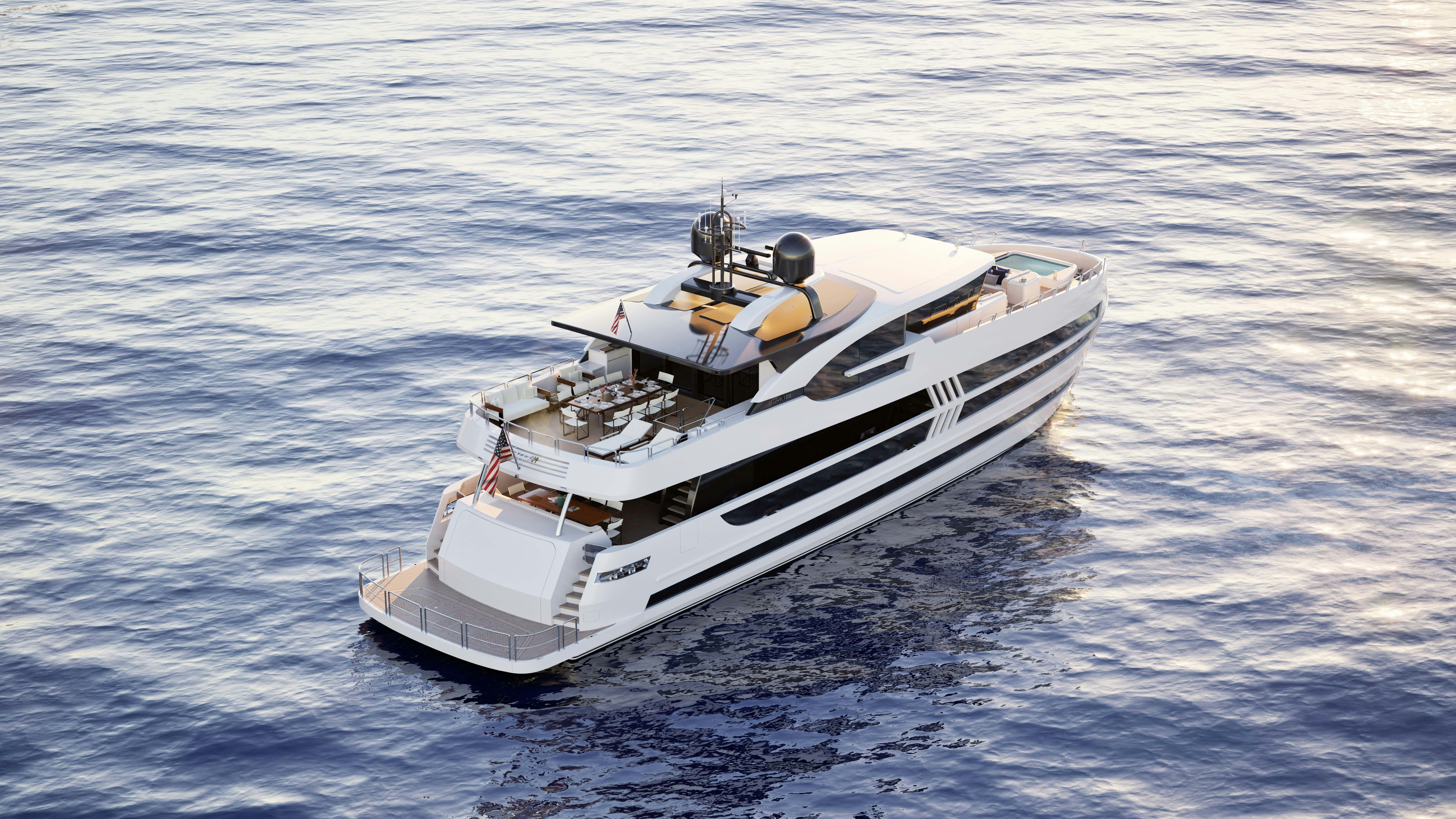 a boat in the water aboard LAZZARA UHV 100 Yacht for Sale