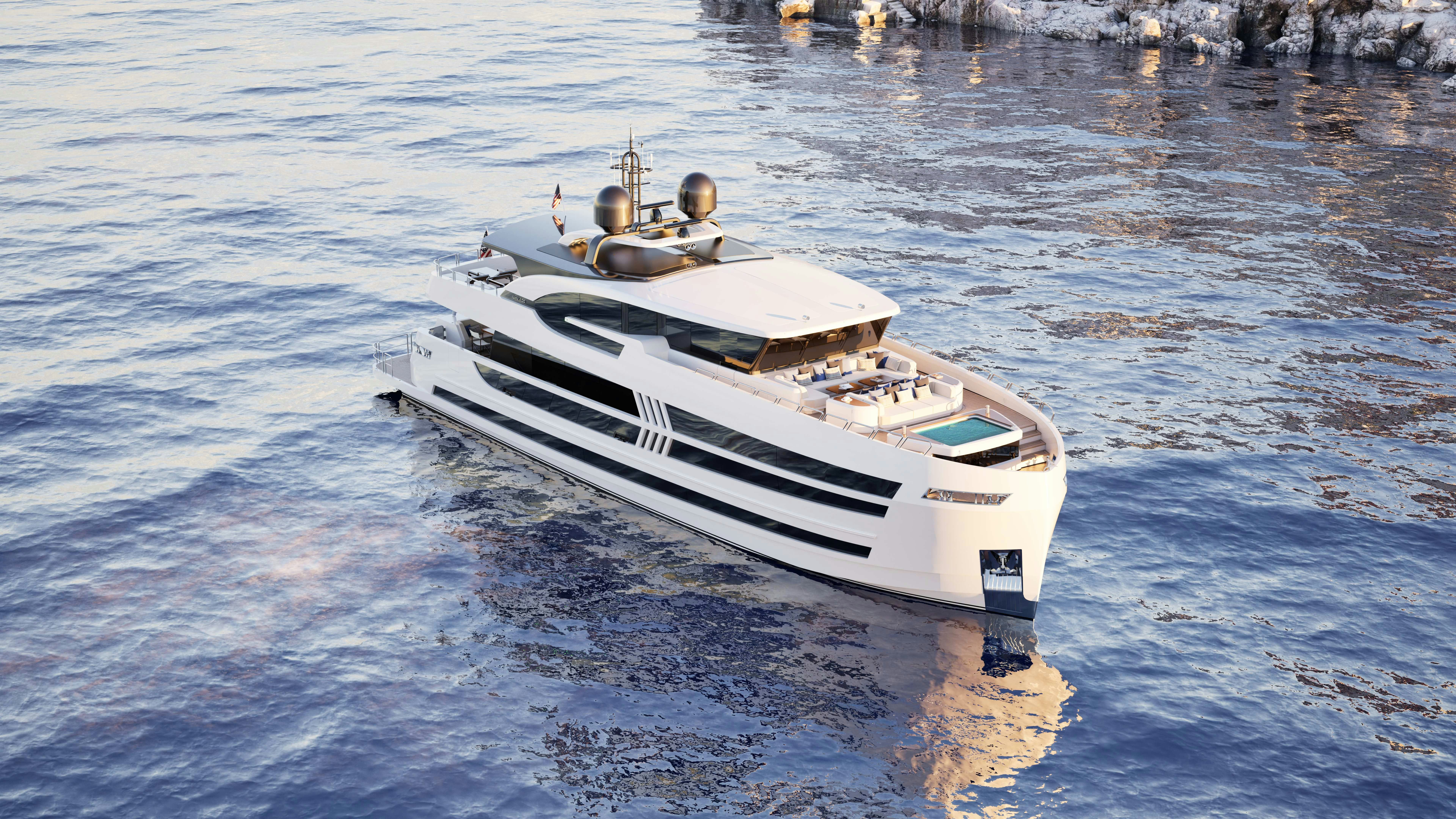 a boat in the water aboard LAZZARA UHV 100 Yacht for Sale