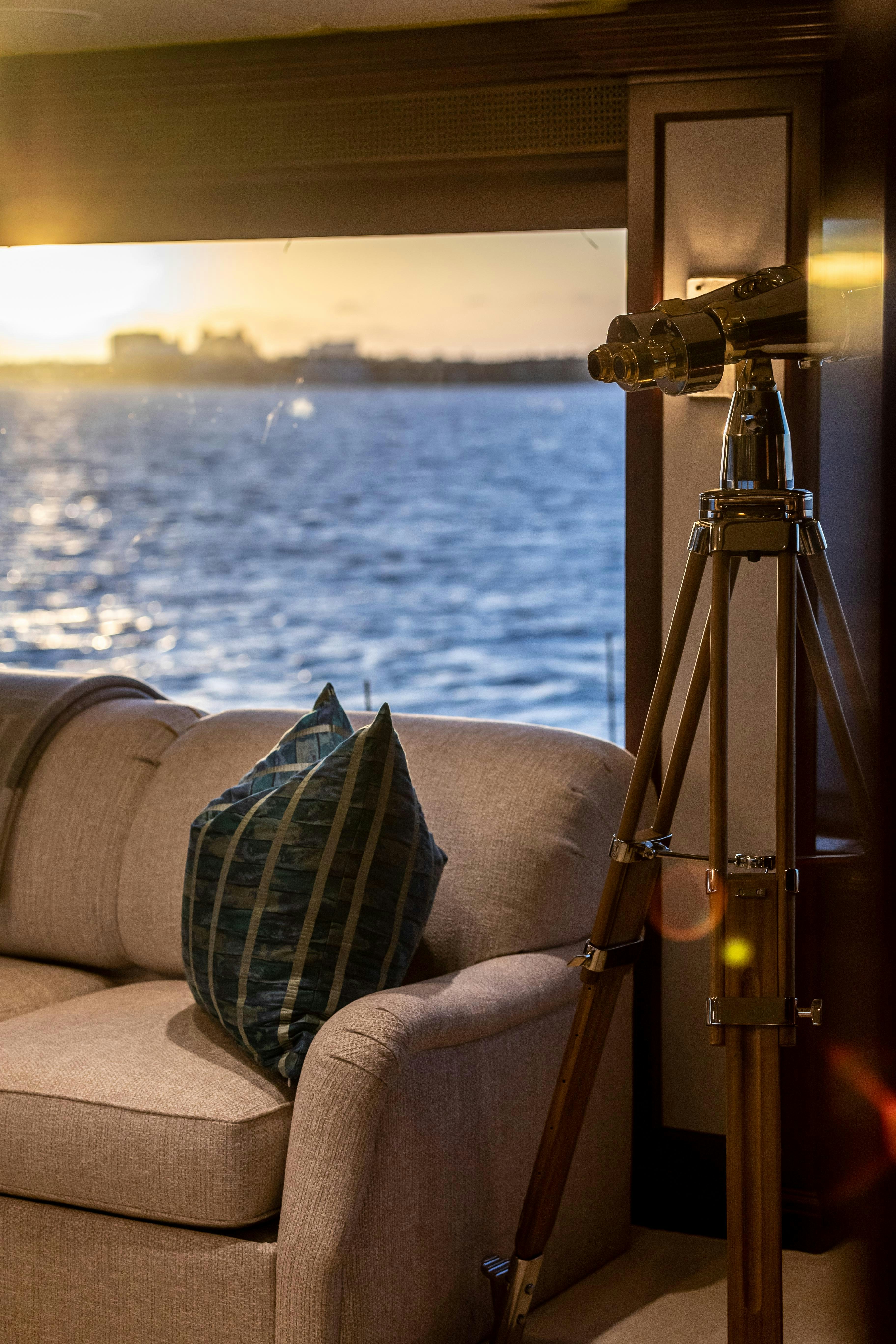 a telescope on a boat aboard MISS STEPHANIE Yacht for Charter