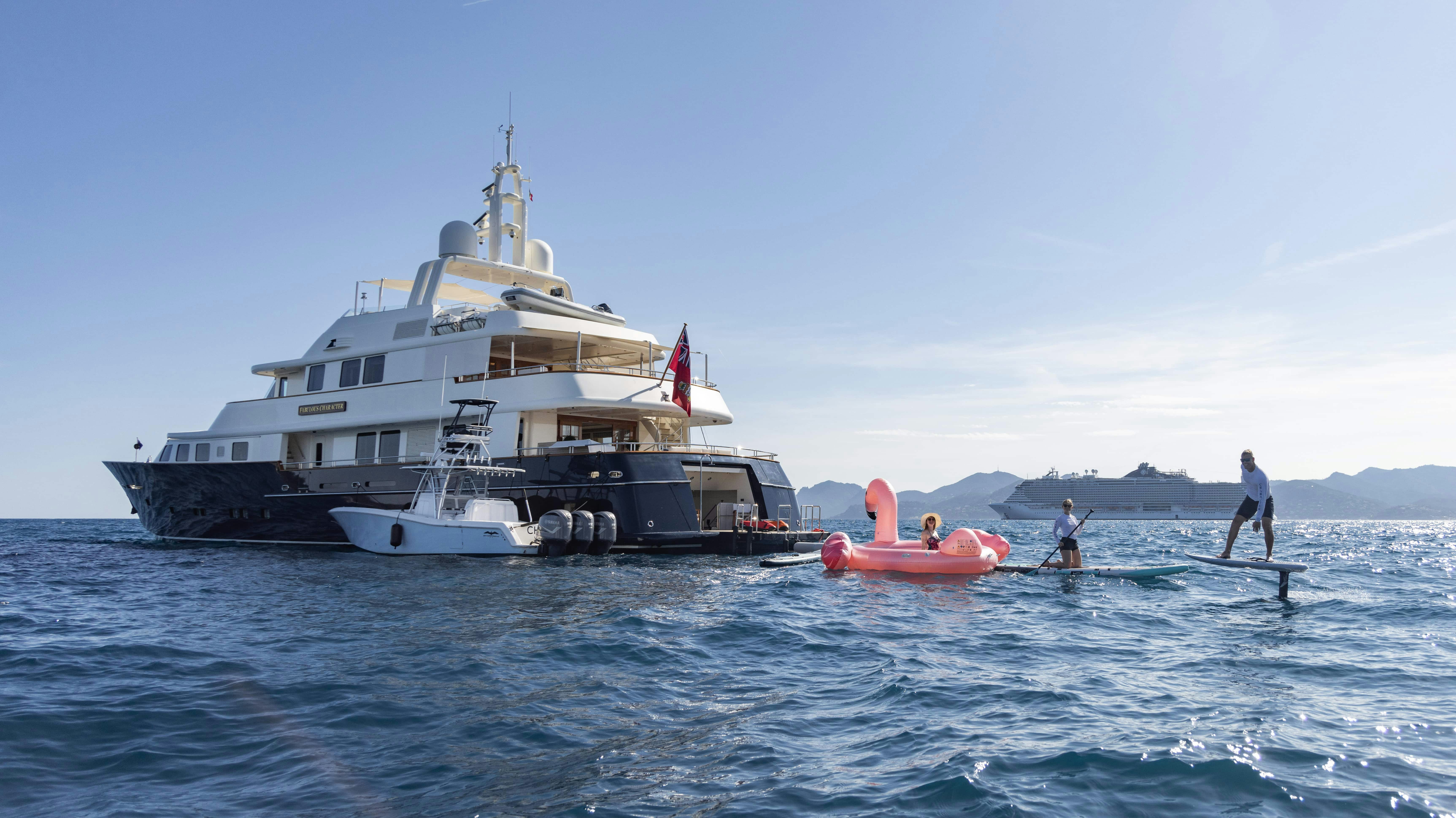 a boat in the water aboard FABULOUS CHARACTER Yacht for Charter