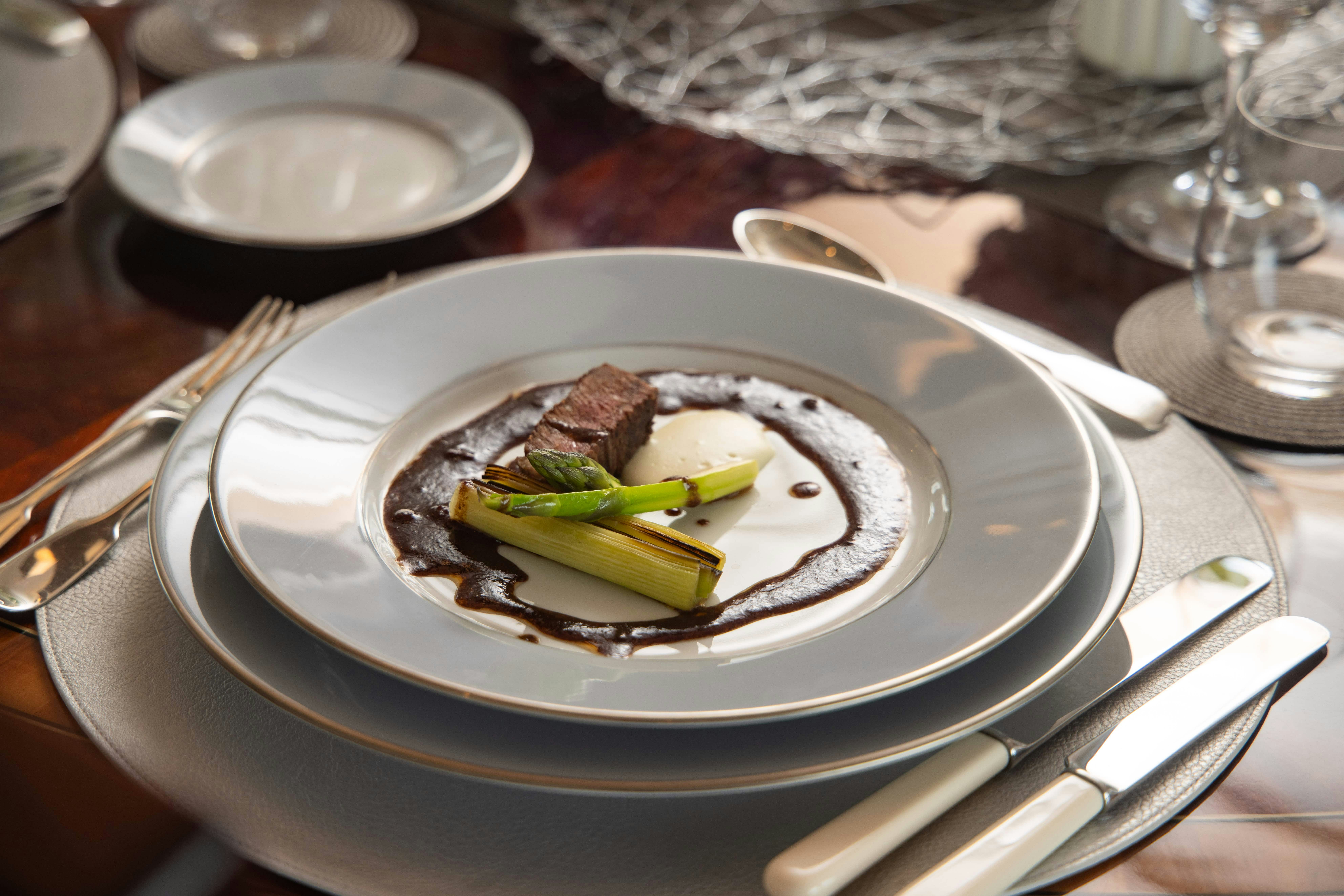 a plate of food aboard FABULOUS CHARACTER Yacht for Charter