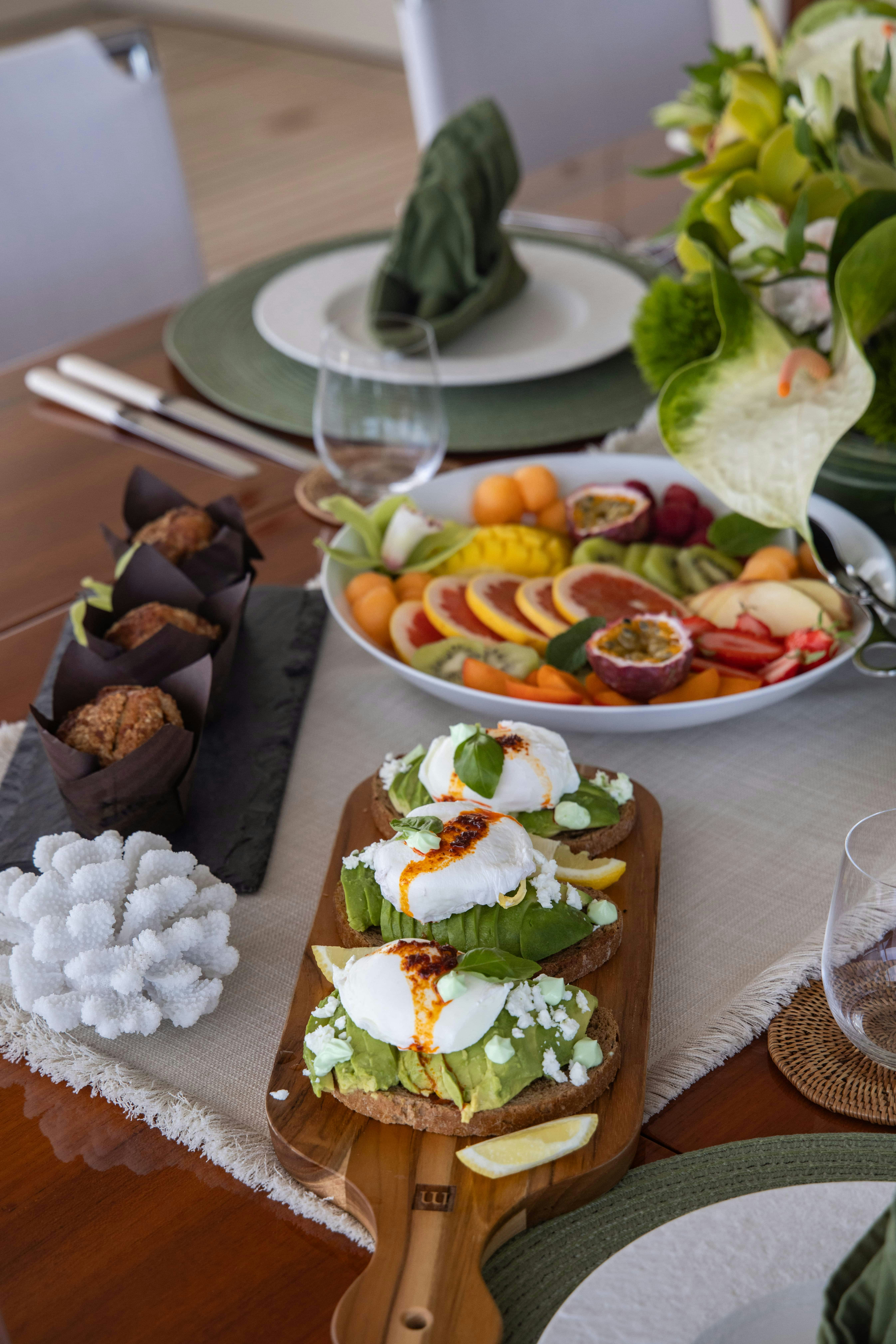 a table with food on it aboard FABULOUS CHARACTER Yacht for Charter