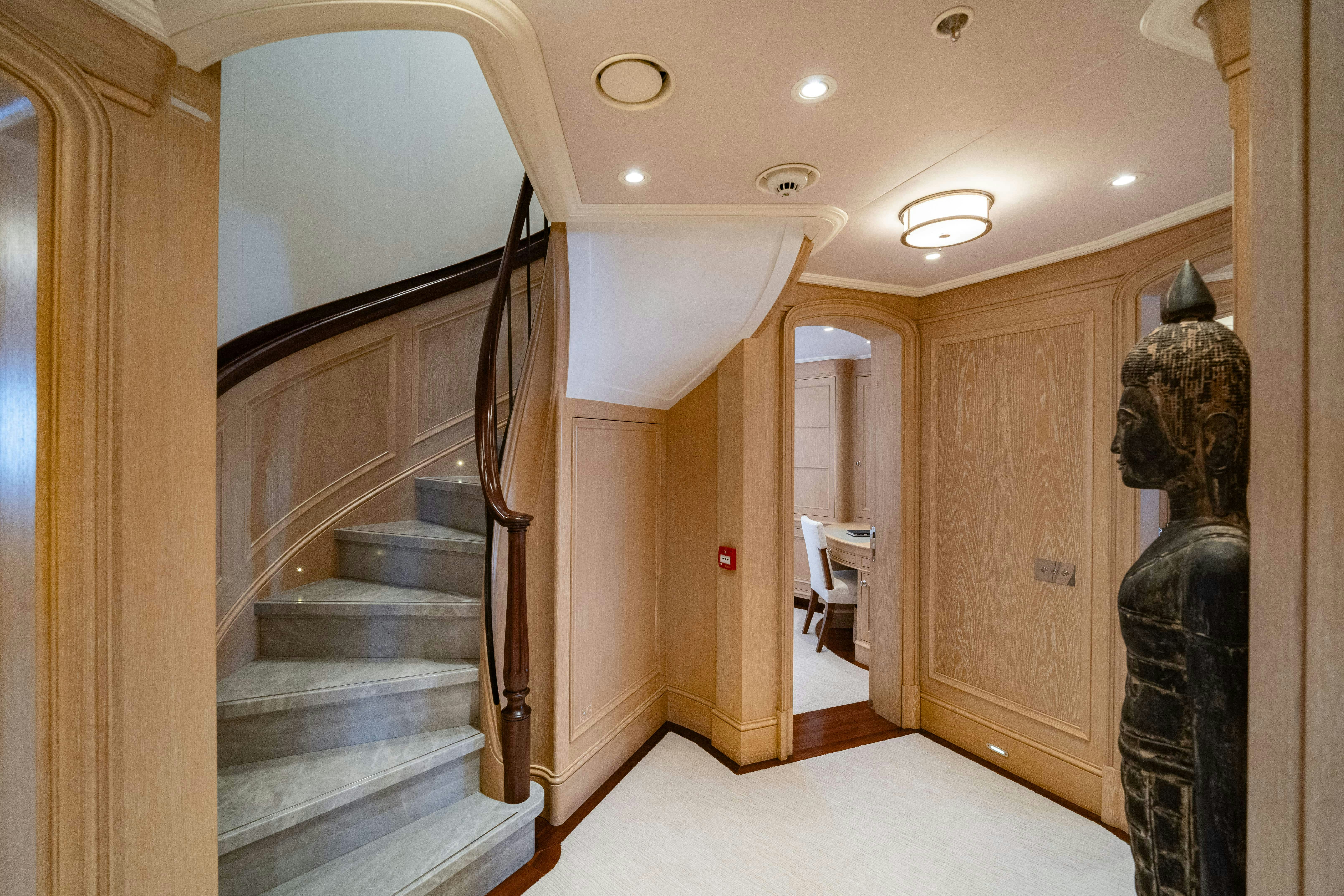 a staircase in a building aboard FABULOUS CHARACTER Yacht for Charter