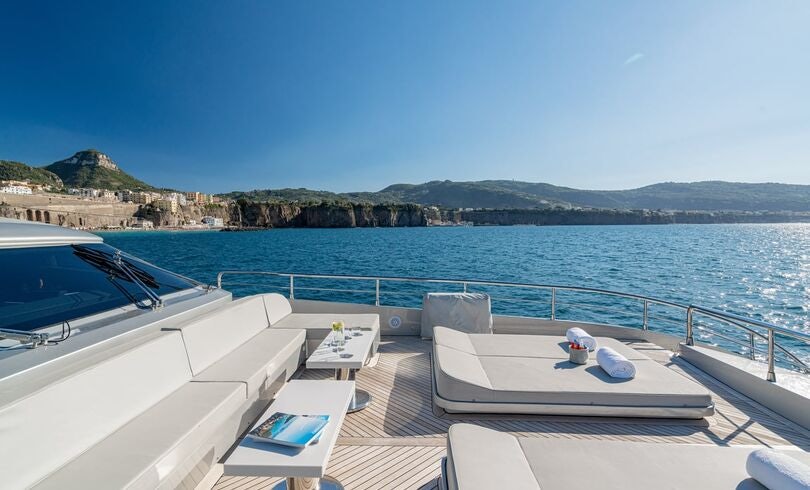 a boat on the water aboard SANDS Yacht for Charter