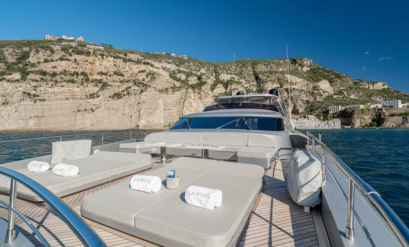 a boat on the water aboard SANDS Yacht for Charter